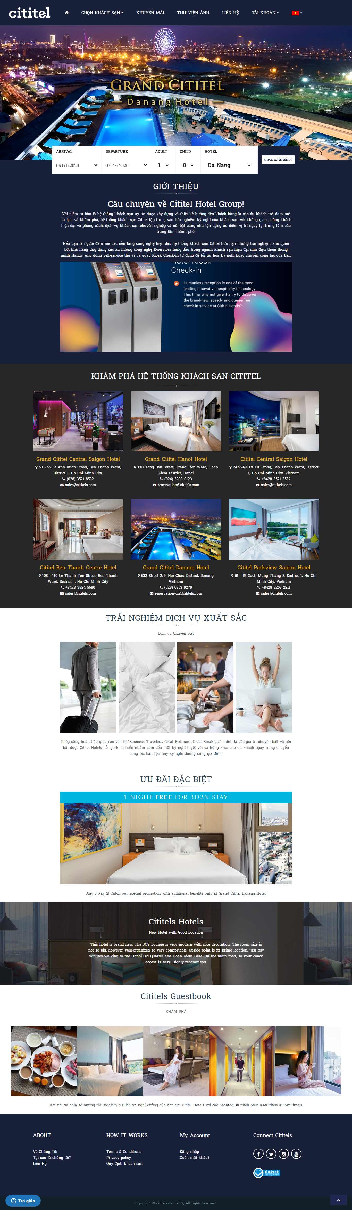 Thiết kế Web khách sạn đà nẵng - cititels.com