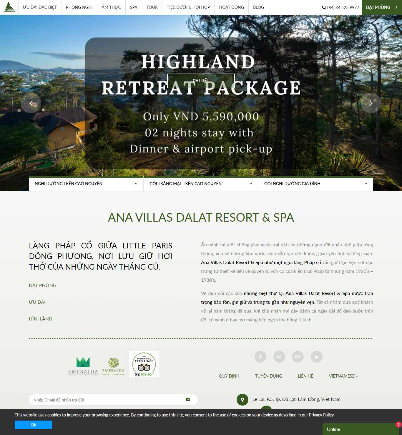 Thiết kế Web khách sạn đà nẵng - anavillasdalat.com