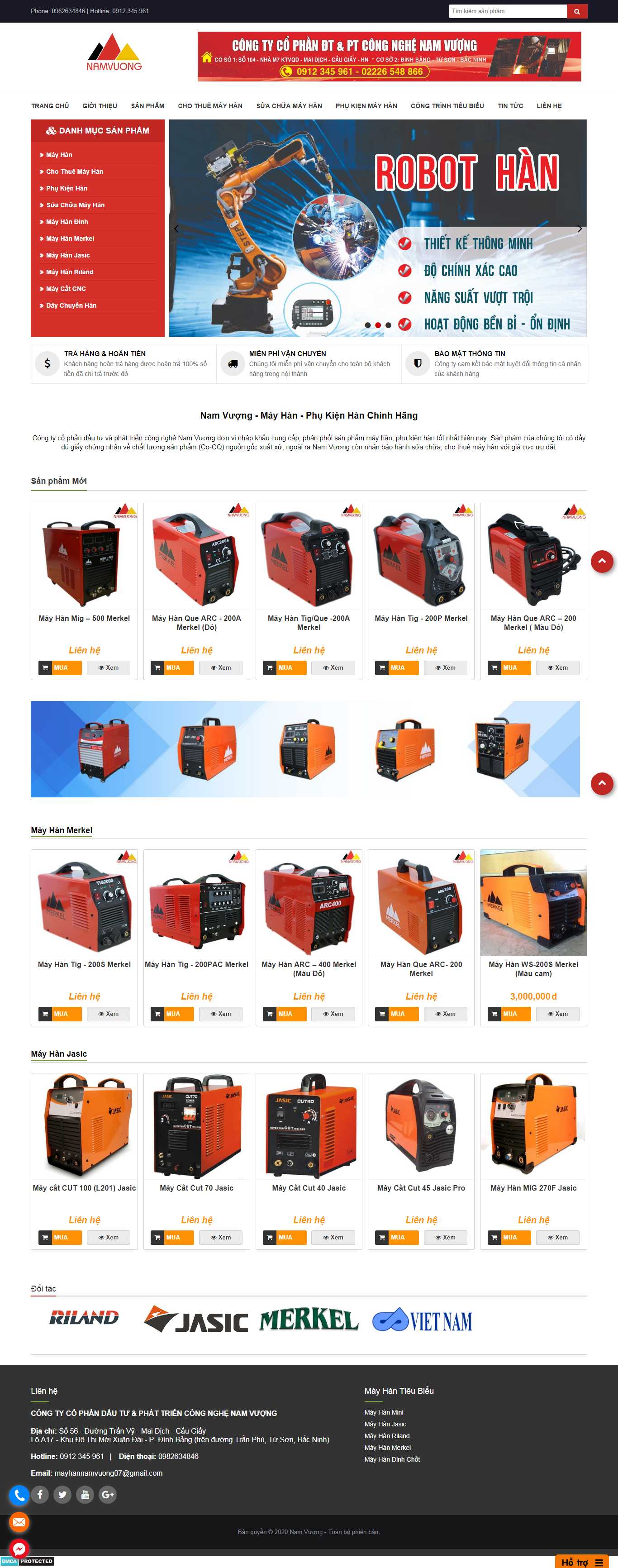 Thiết kế Web bán máy hàn mini - mayhannamvuong.com