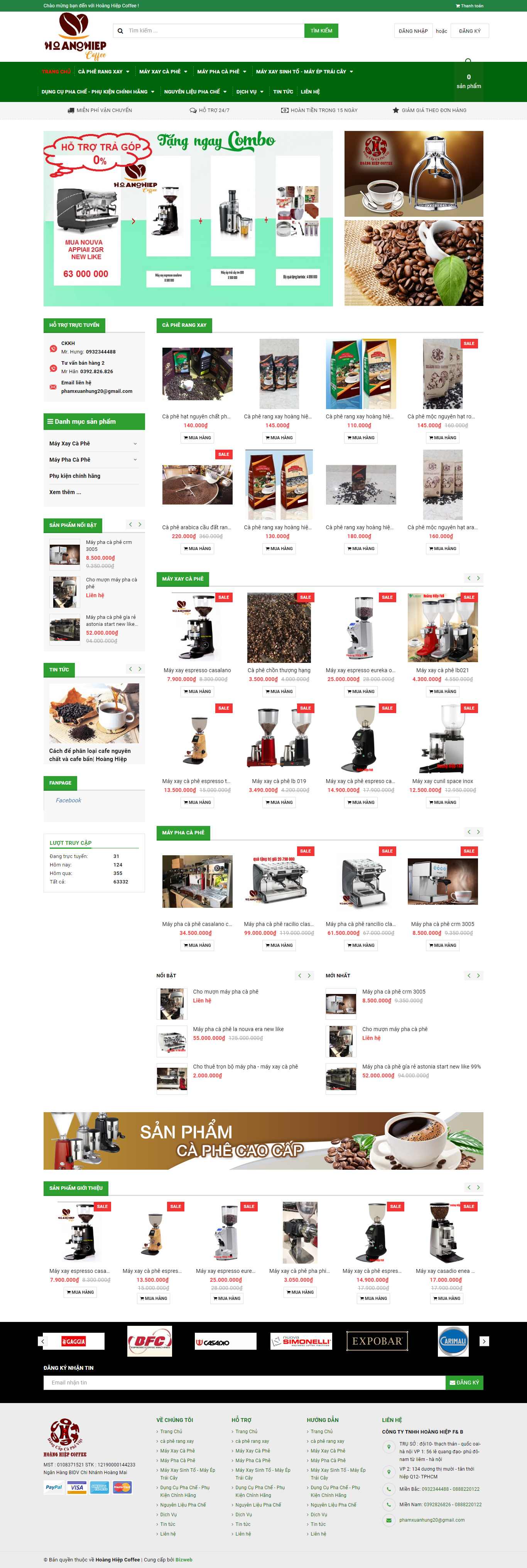 Thiết kế Web bán máy pha cafe - hoanghiepcoffee.com