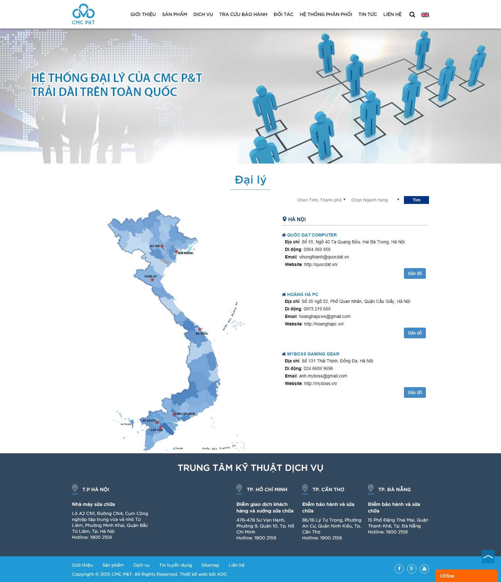 Thiết kế Web hệ thống đại lý - www.cmcpt.com.vn
