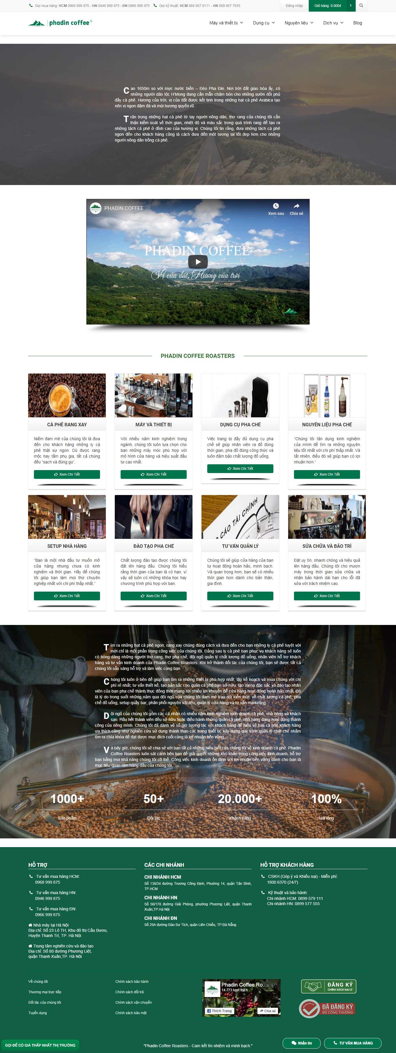 Thiết kế Web bán máy pha cafe - phadincoffee.com