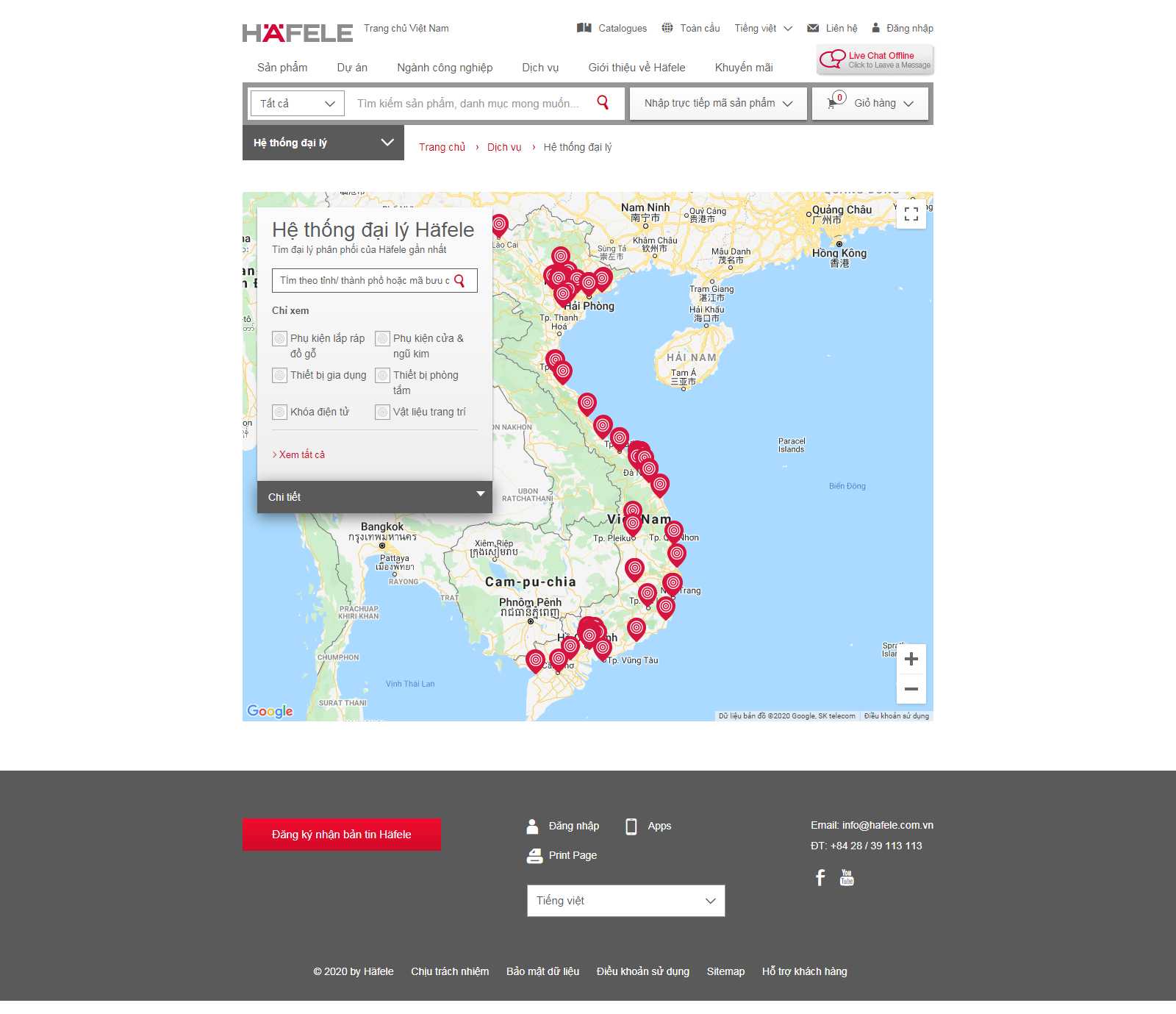 Thiết kế Web hệ thống đại lý - www.hafele.com.vn