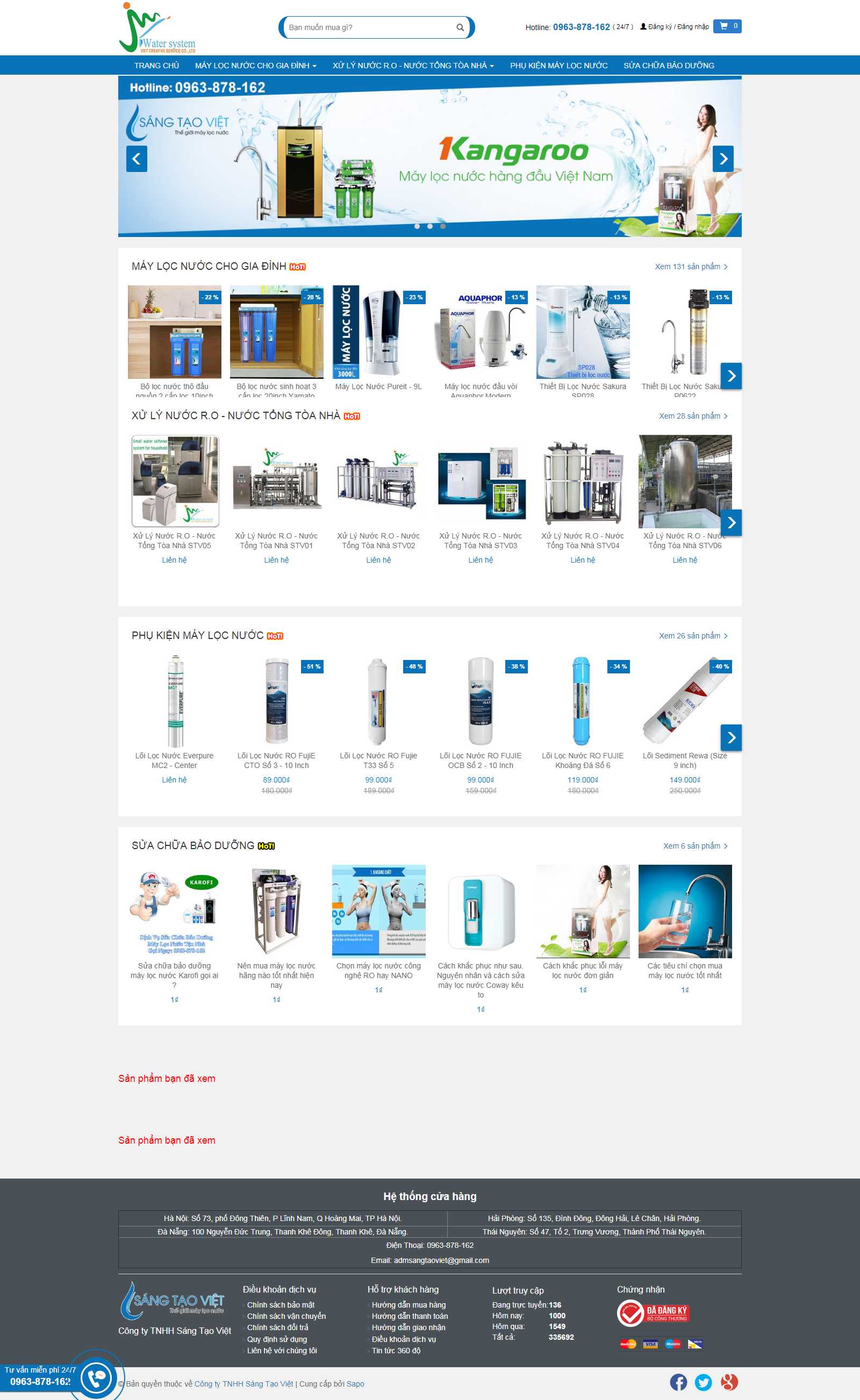 Thiết kế Web máy lọc nước - congtysangtaoviet.com