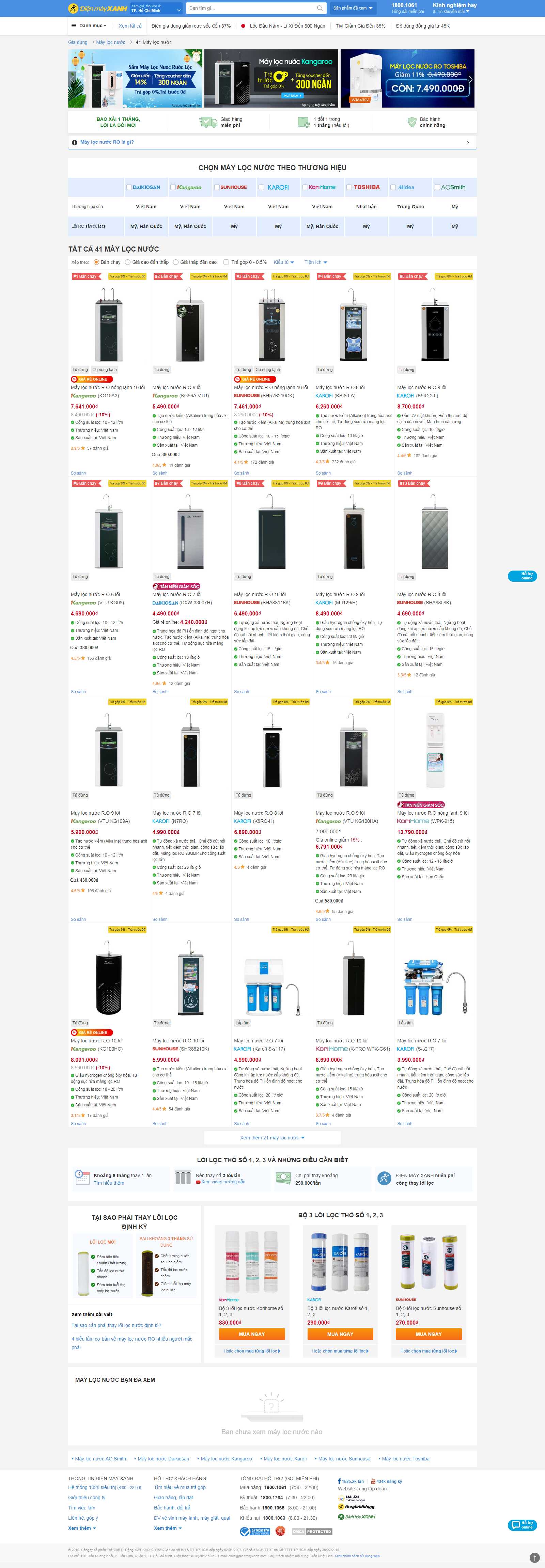 Thiết kế Web máy lọc nước - www.dienmayxanh.com