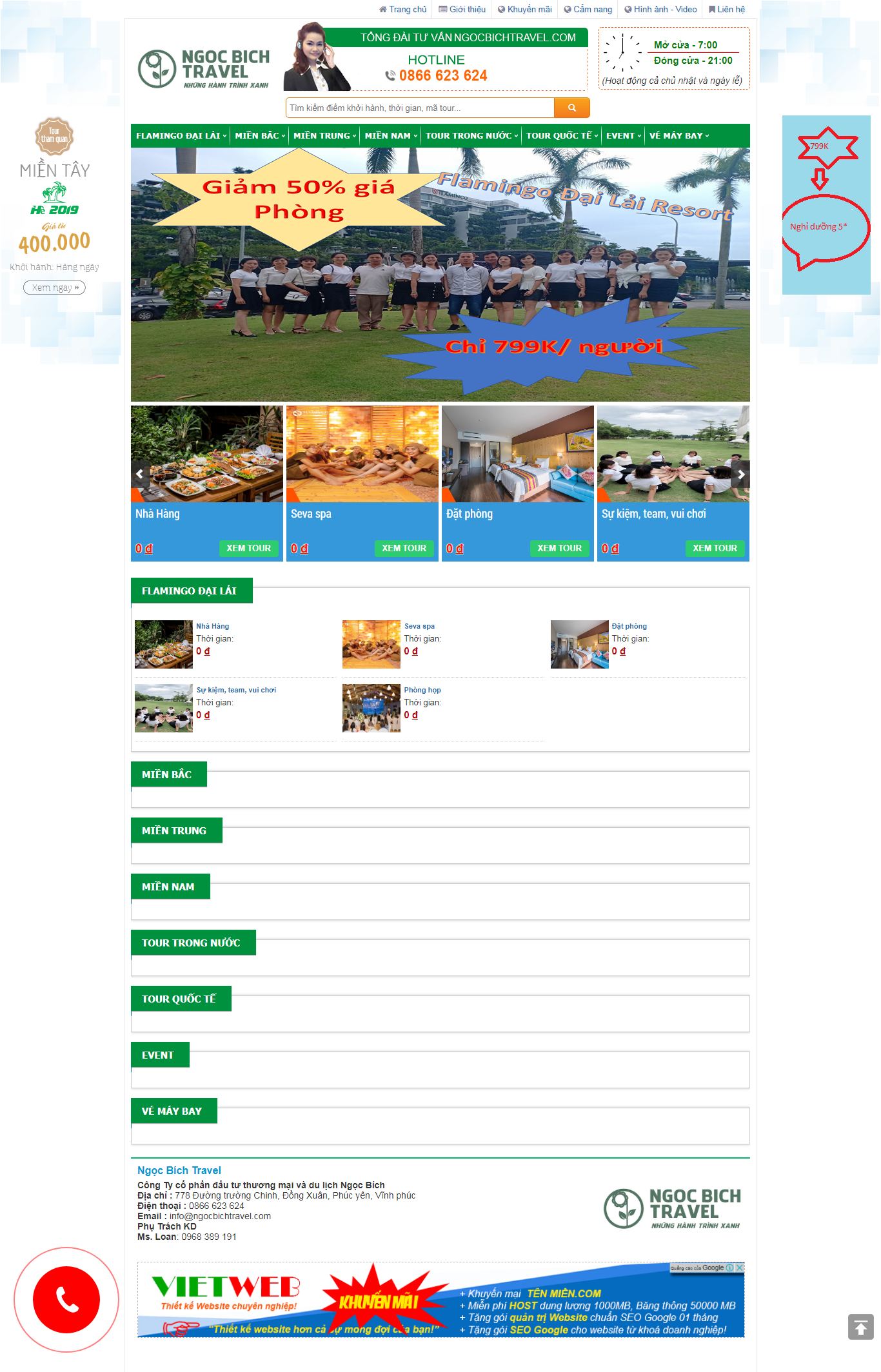Thiết kế Web mới - ngocbichtravel.com