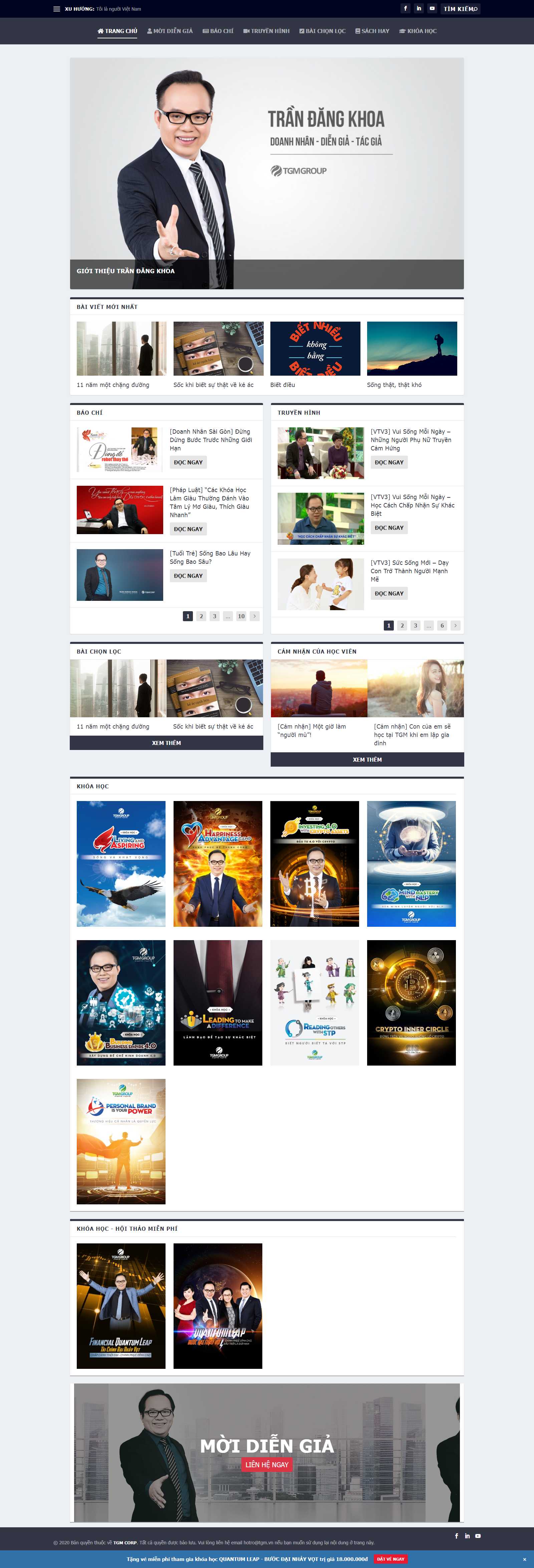 Thiết kế Web Nghệ Sỹ Ca sĩ Cá Nhân - trandangkhoa.vn