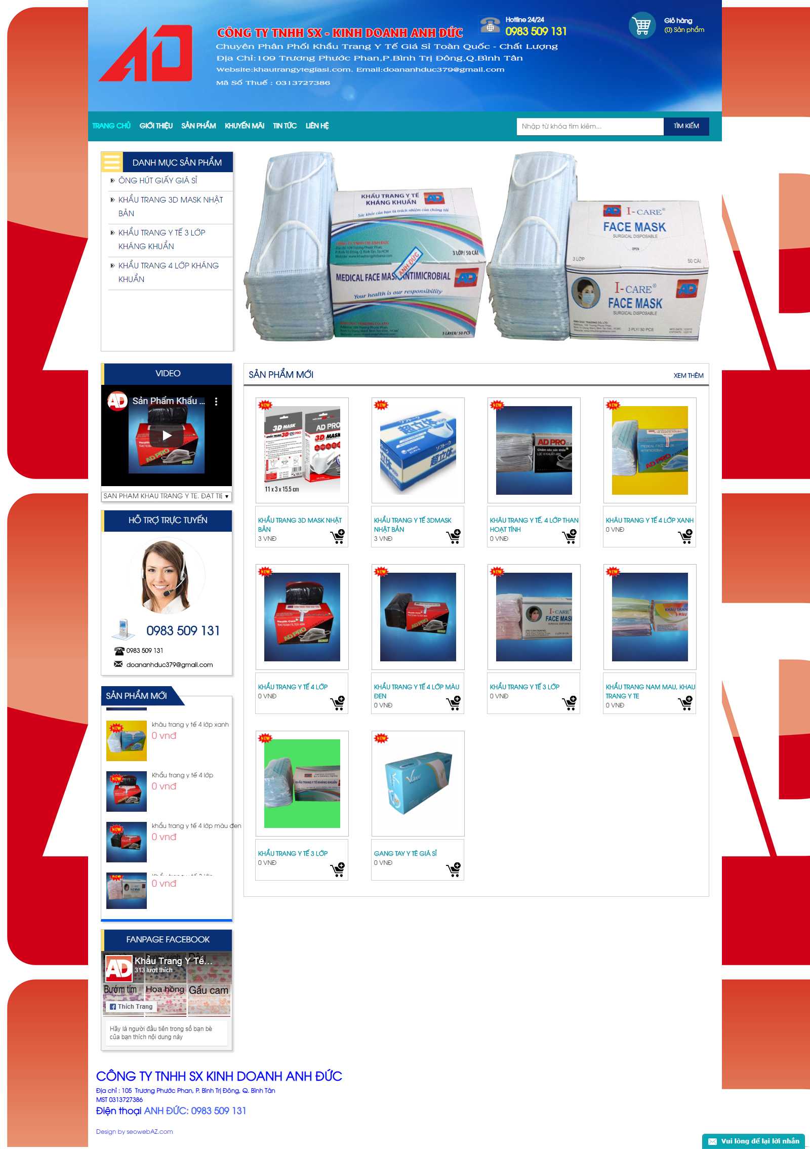 Thiết kế Web bán khẩu trang y tế - khautrangytegiasi.com