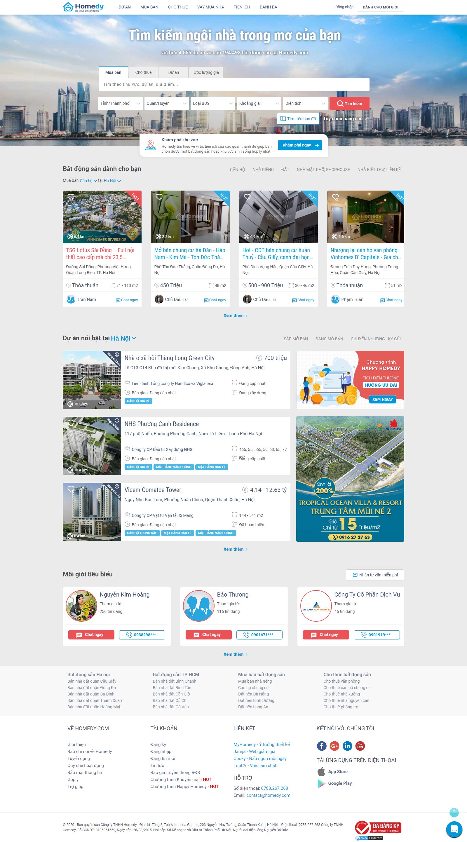 Thiết kế Web bán nhà mặt phố - homedy.com
