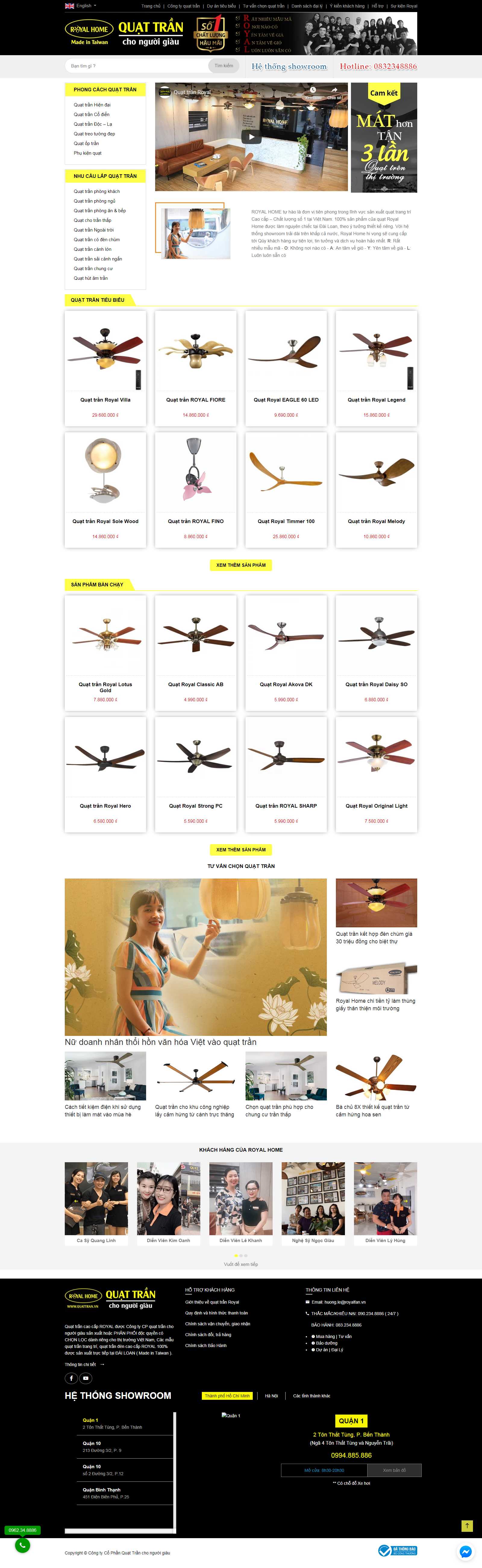 Thiết kế Web bán quạt trần đèn - quattran.vn