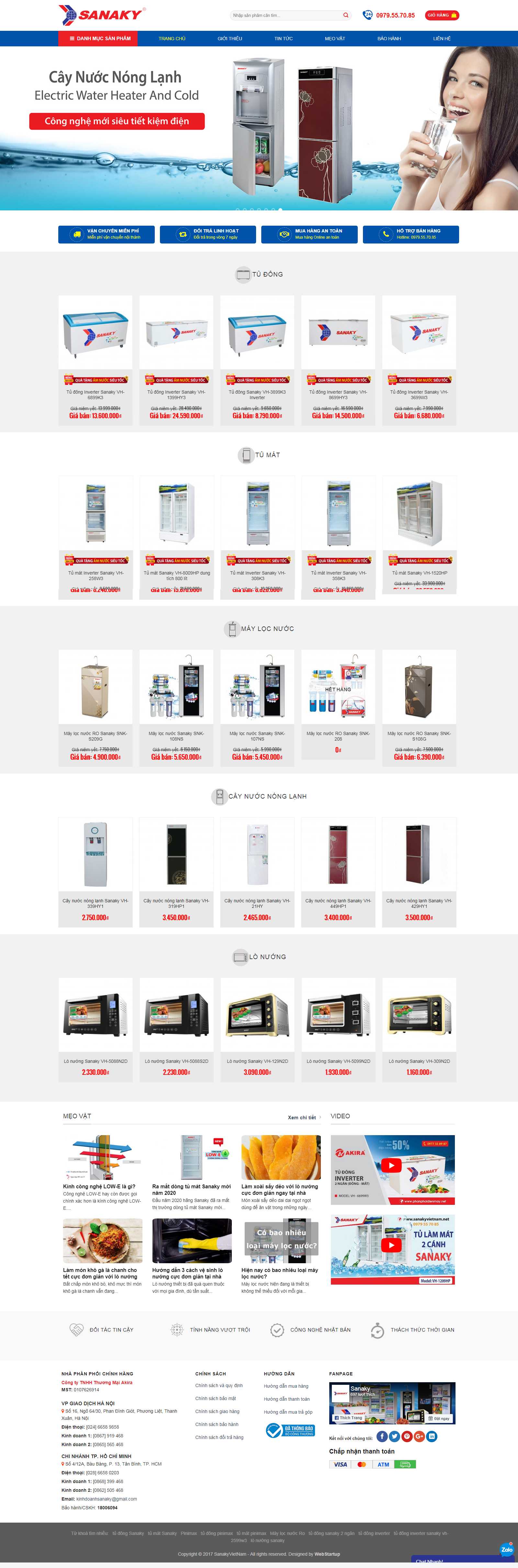 Thiết kế Web bán tủ lạnh - sanakyvietnam.net