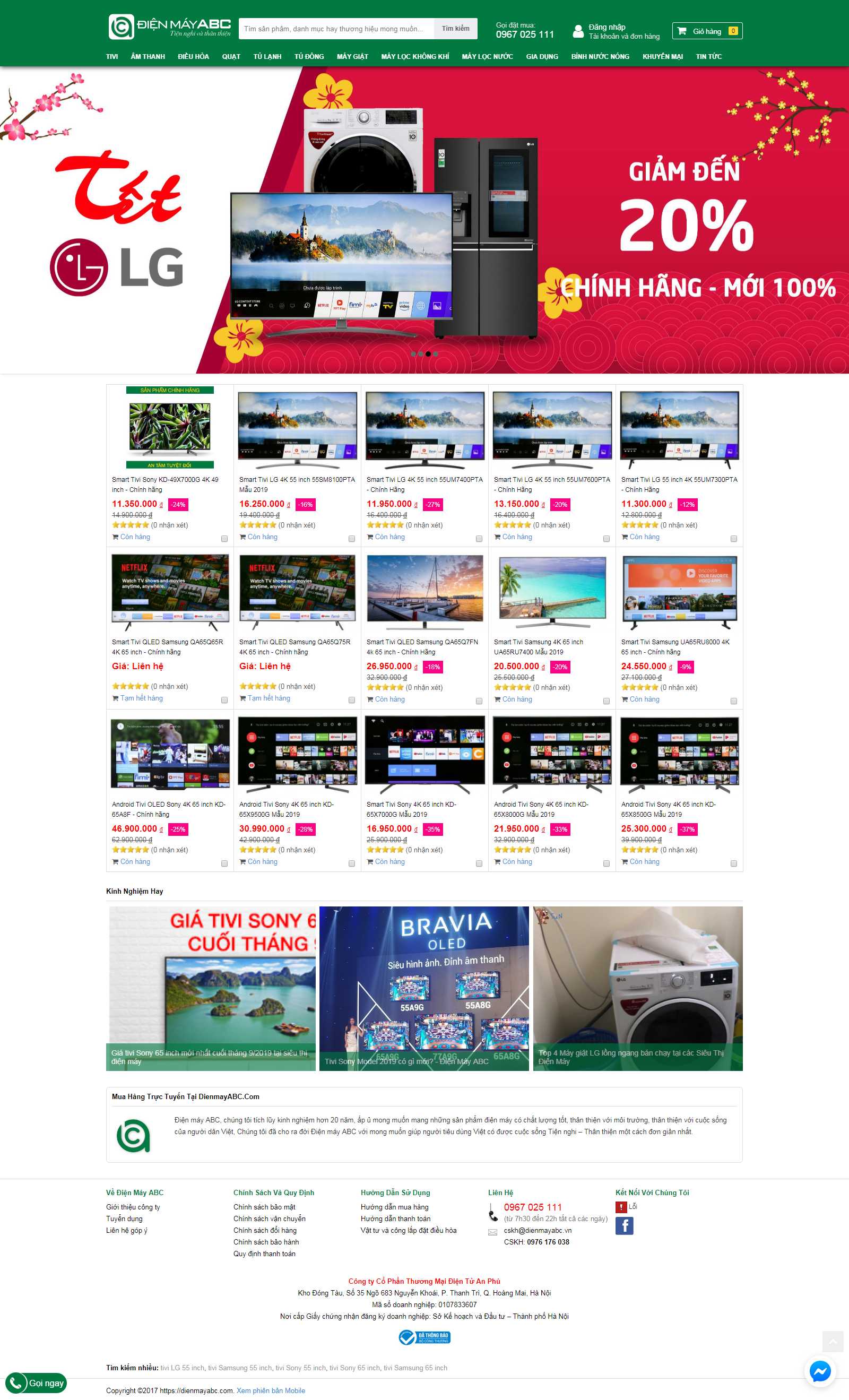 Thiết kế Web bán ti vi - dienmayabc.com