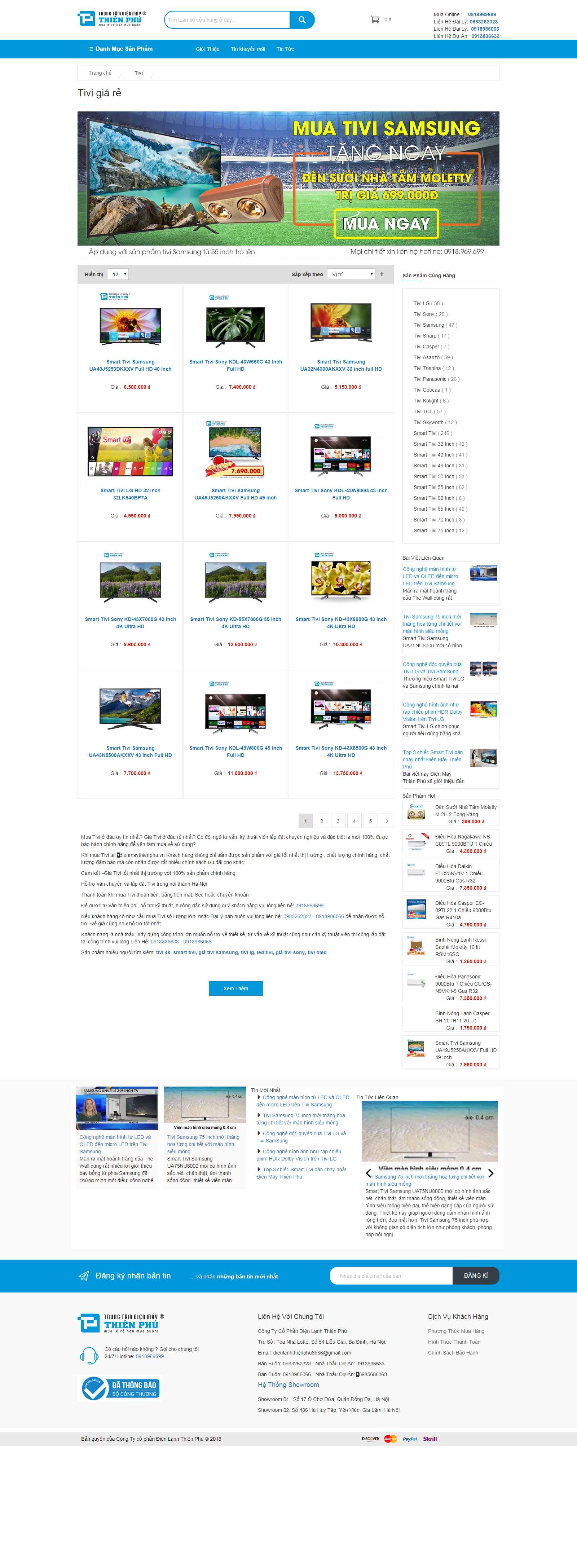 Thiết kế Web bán ti vi - dienmaythienphu.vn