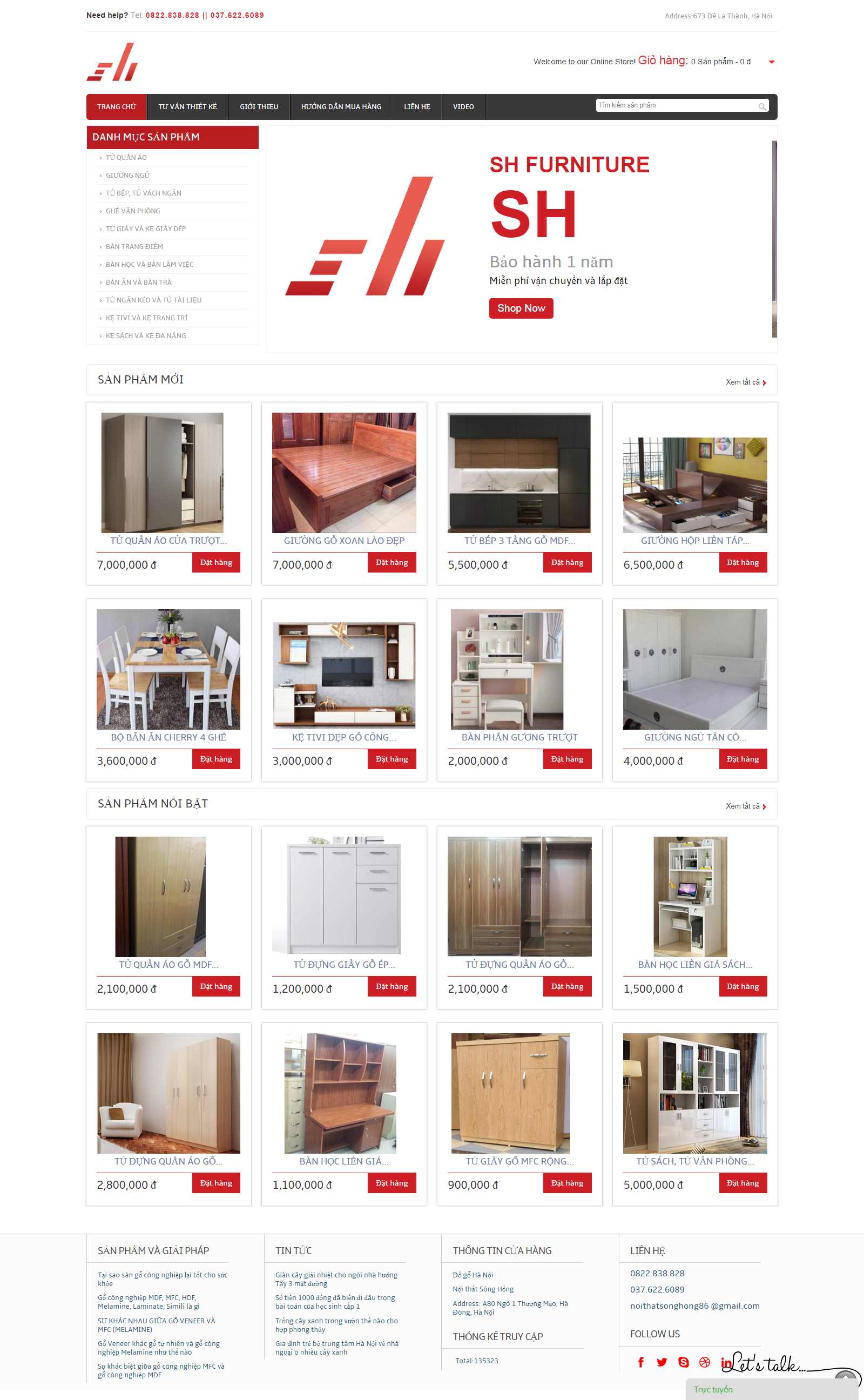 Thiết kế Web bán tủ quần áo - www.noithatsonghong.com