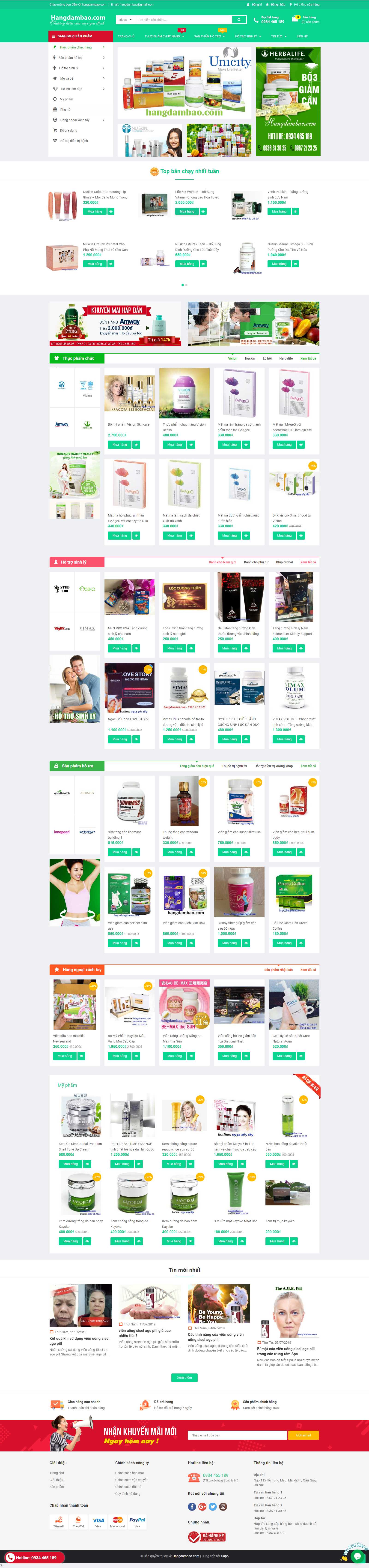 Thiết kế Web bán nước rửa chén bát - hangdambao.com