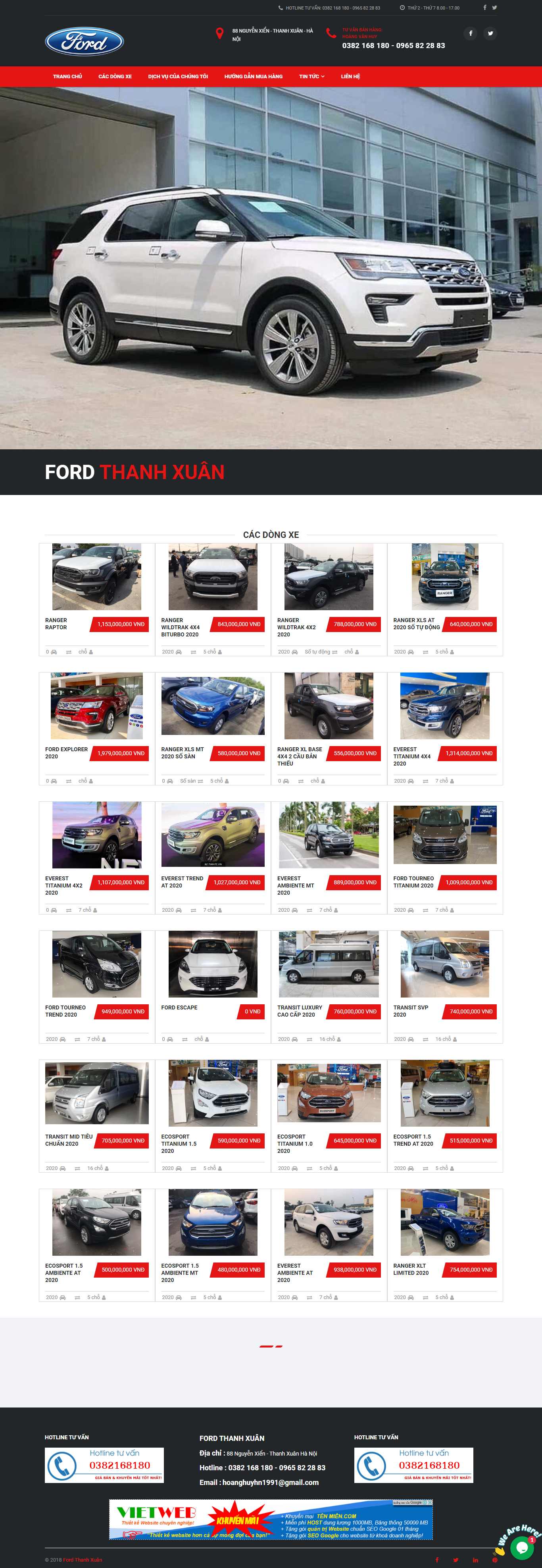 Thiết kế Web xe hơi - fordthanhxuan.org