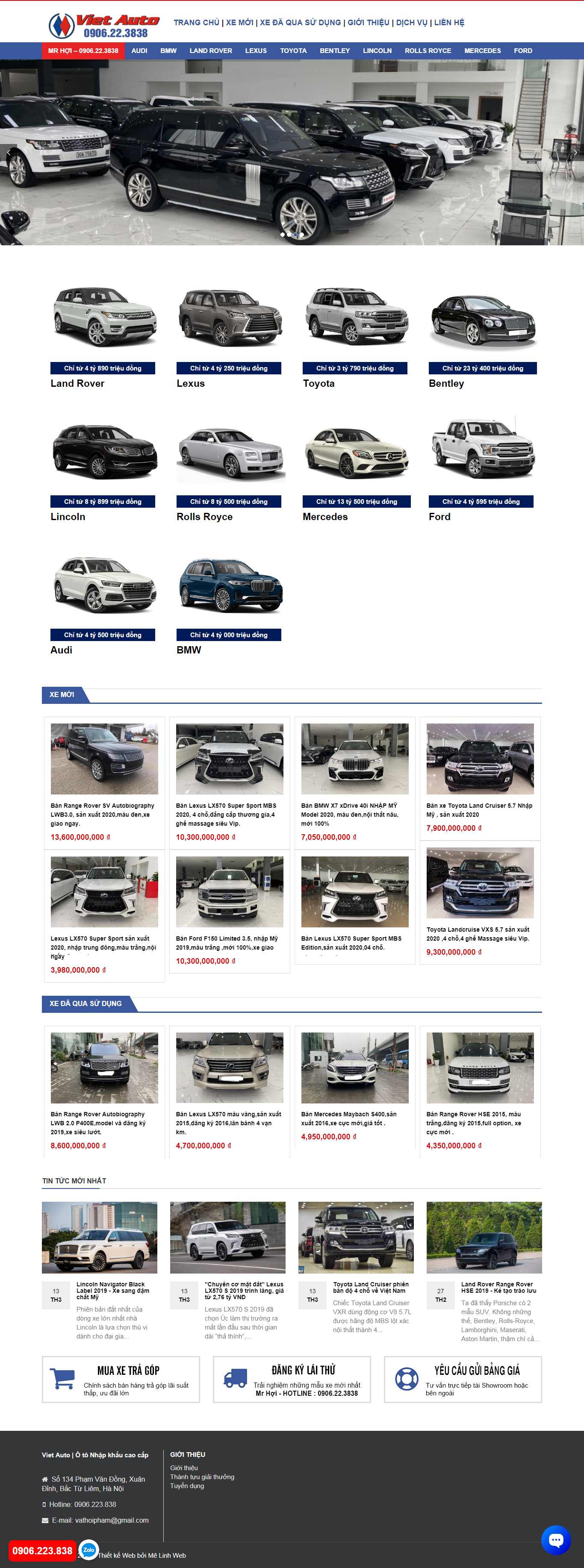 Thiết kế Web xe hơi - vietautohanoi.vn