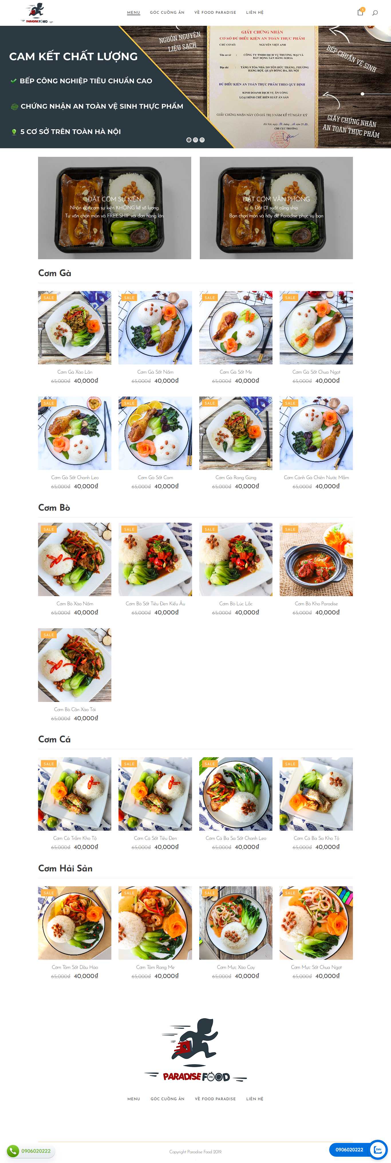 Thiết kế web cơm văn phòng - paradisefood.vn