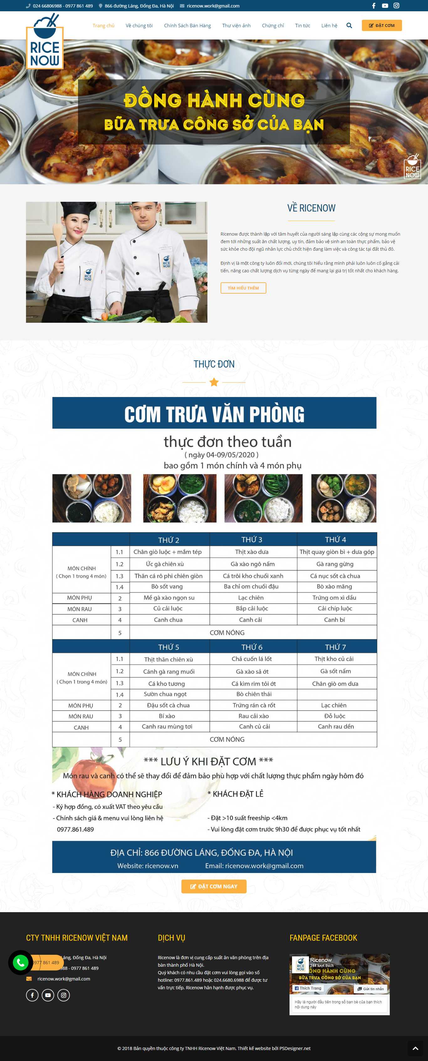 Thiết kế web cơm văn phòng - ricenow.vn