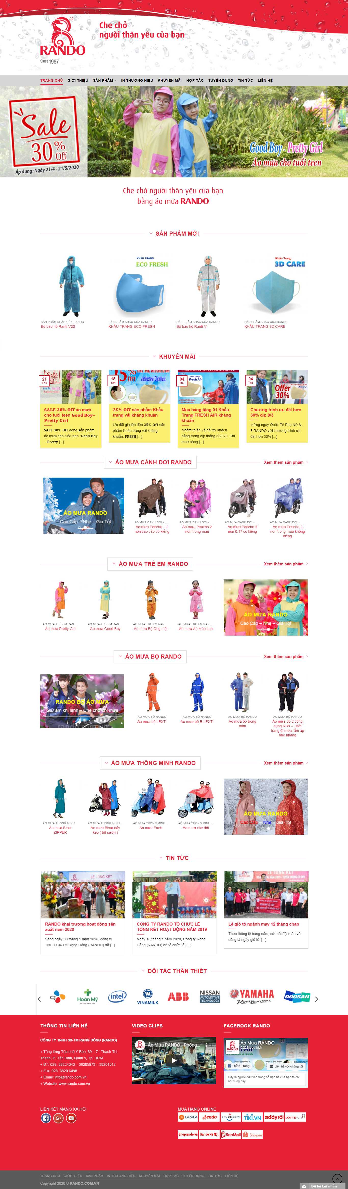 Thiết kế web áo mưa - rando.com.vn