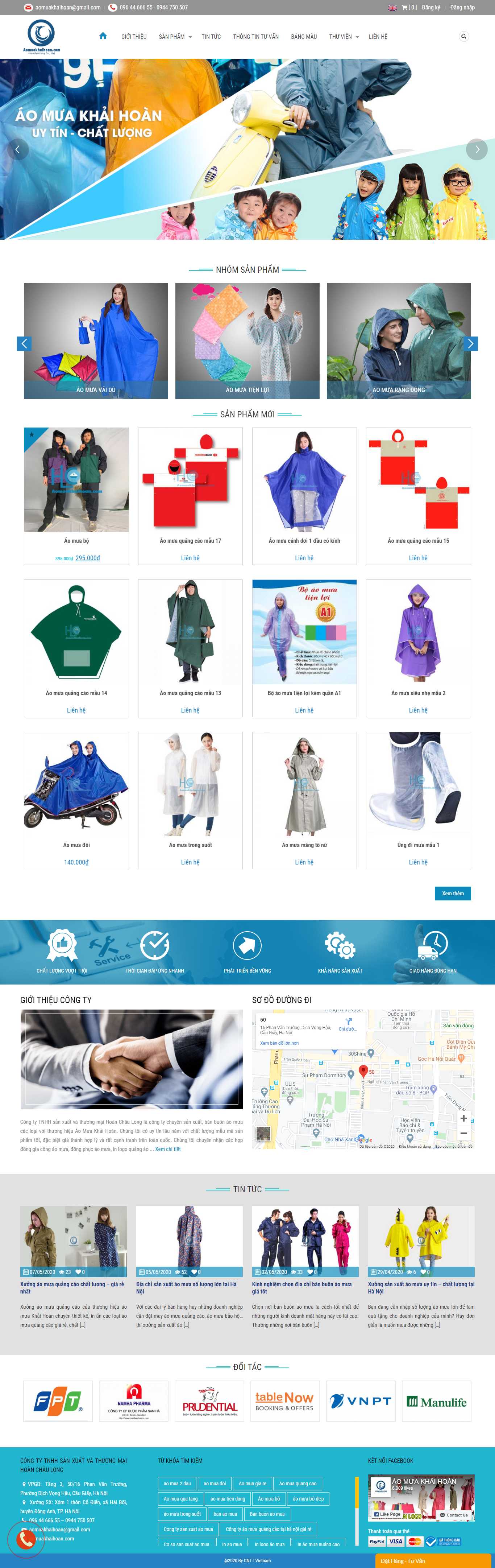 Thiết kế web áo mưa - aomuakhaihoan.com