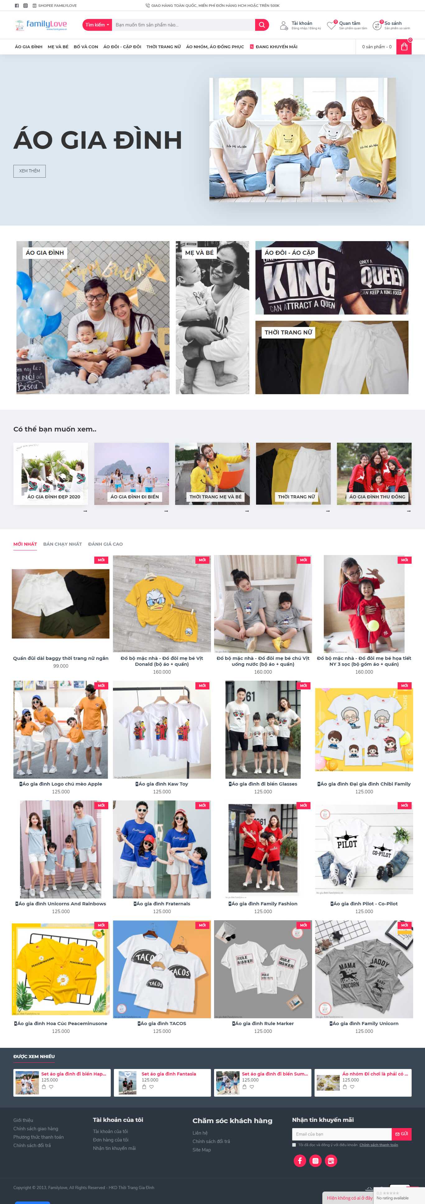 Thiết kế web áo thun - familylove.vn
