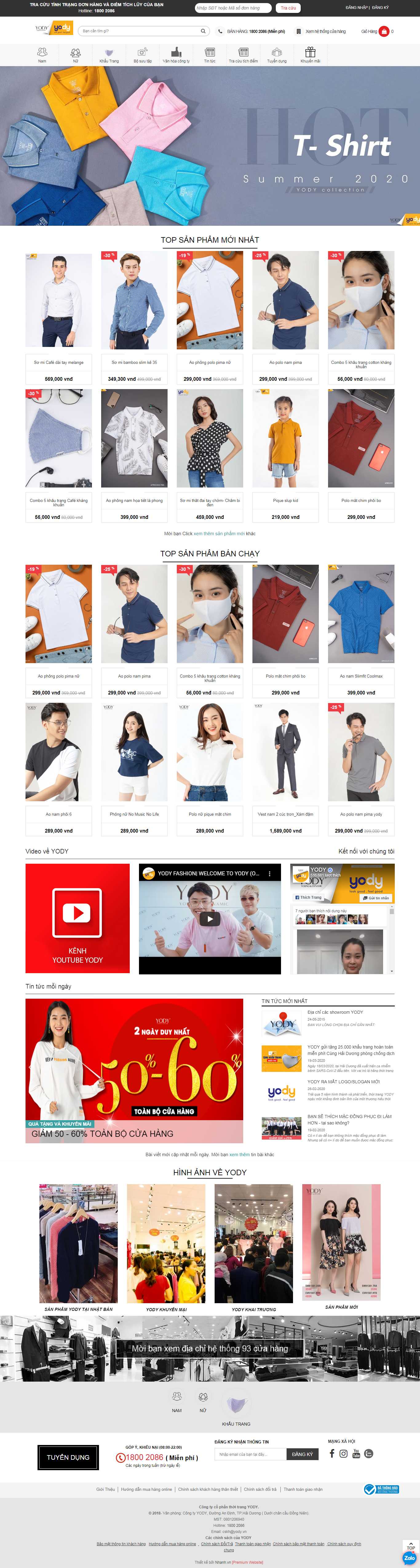 Thiết kế web áo thun - yody.vn
