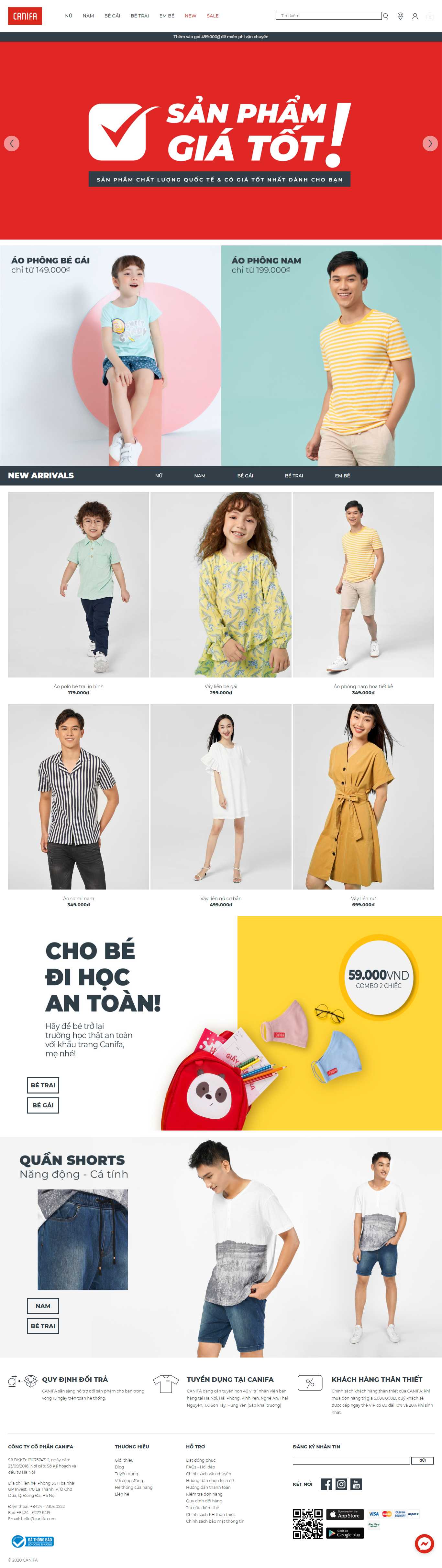 Thiết kế web áo thun - canifa.com