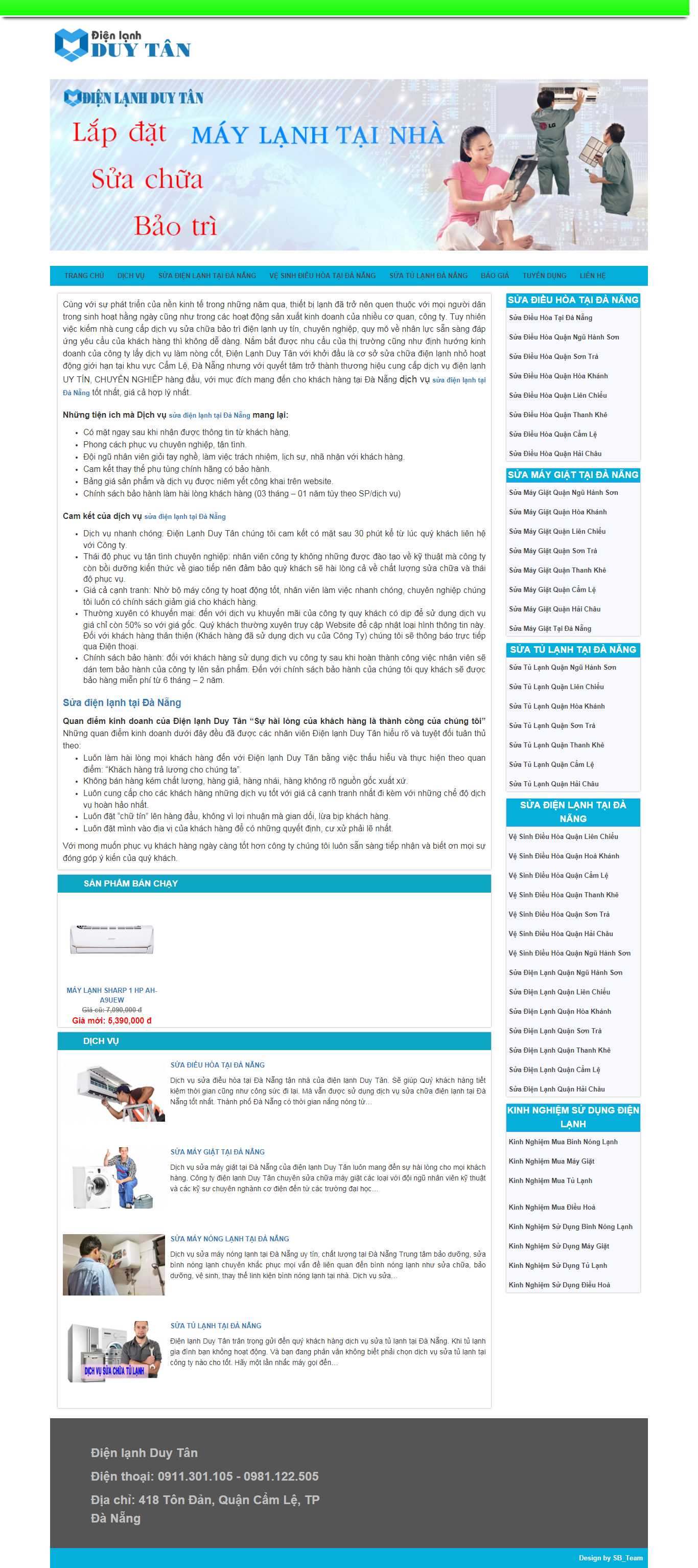 Thiết kế web sửa chữa điều hòa - dienlanhduytan.com