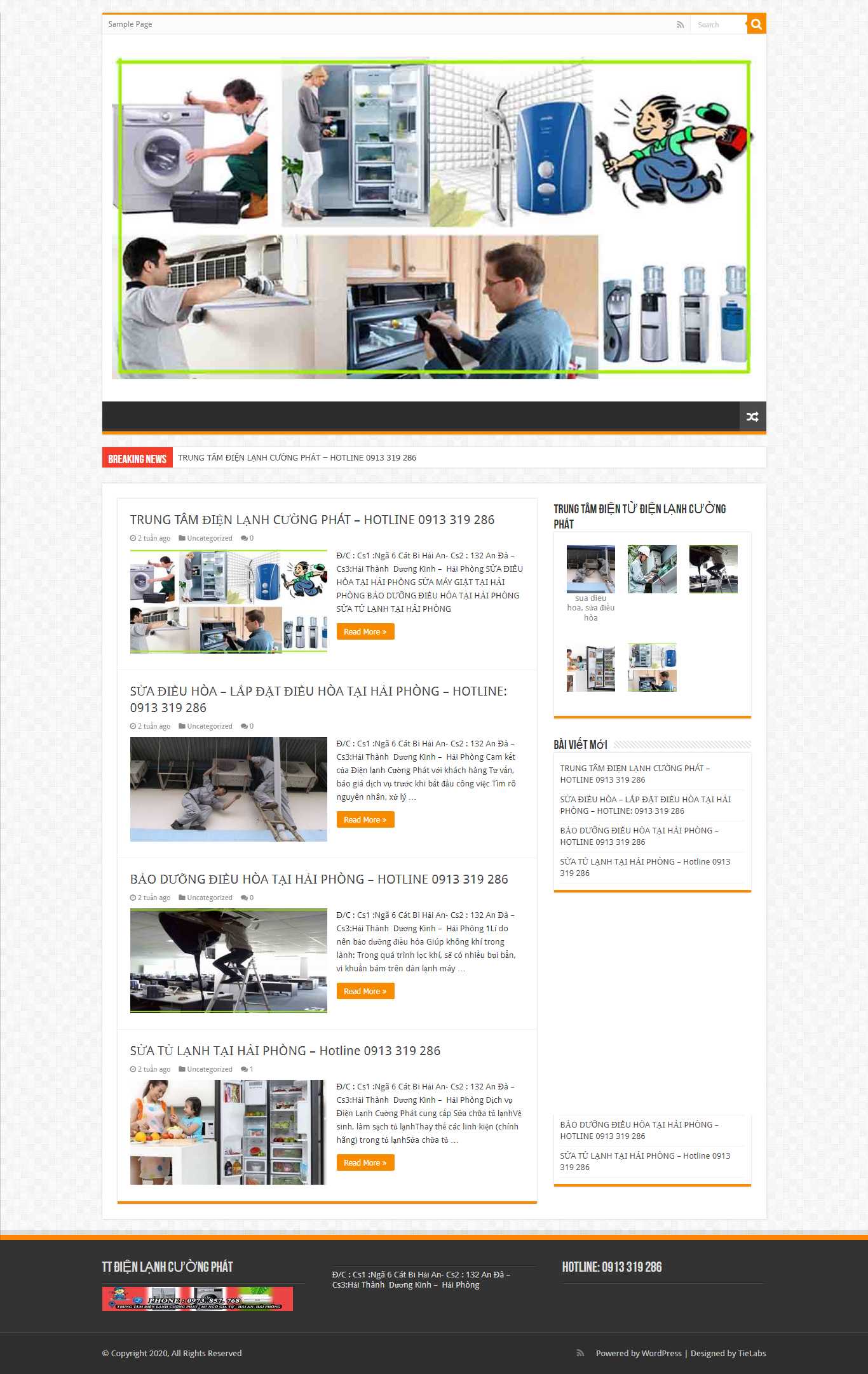 Thiết kế web sửa chữa điều hòa - tt2.dienlanhcuongphat.net