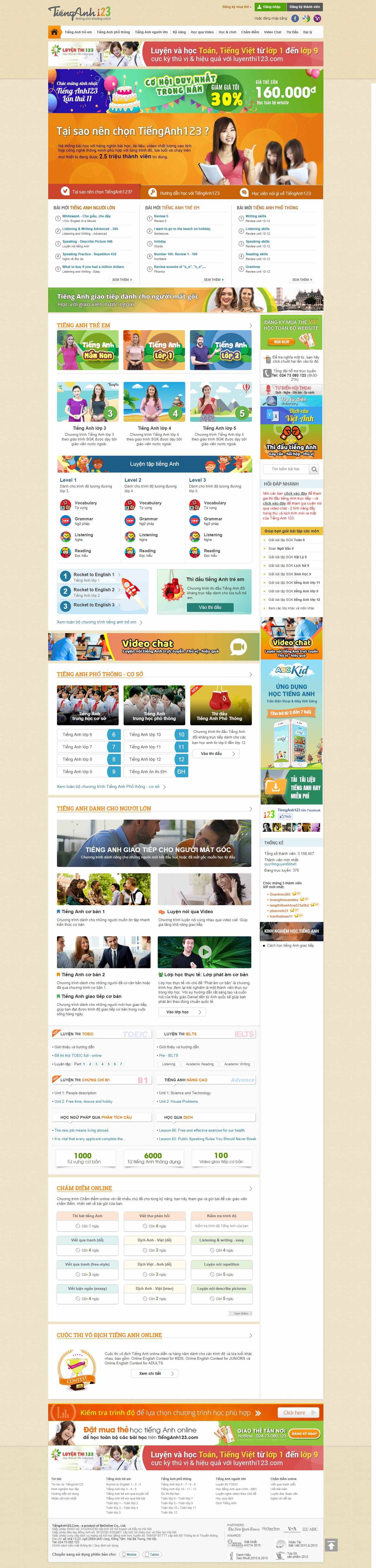 Thiết kế web đào tạo - www.tienganh123.com