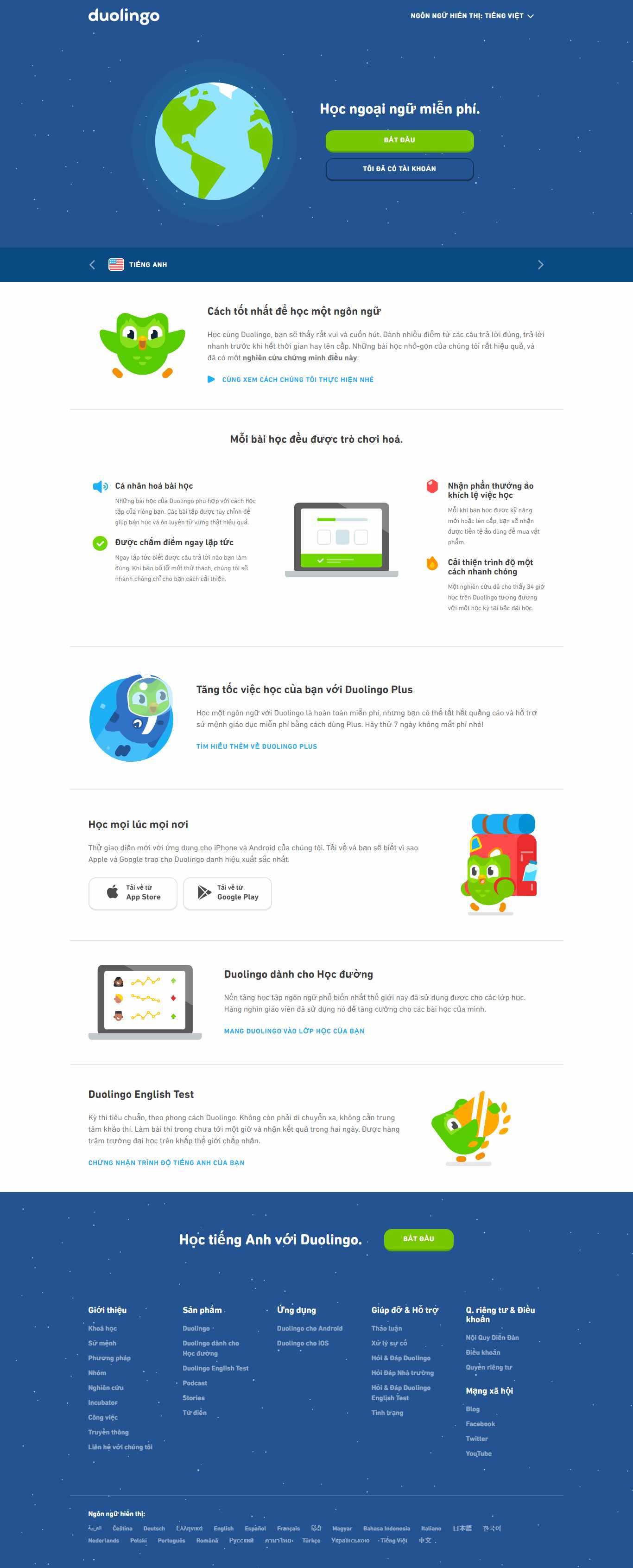Thiết kế web đào tạo - vi.duolingo.com