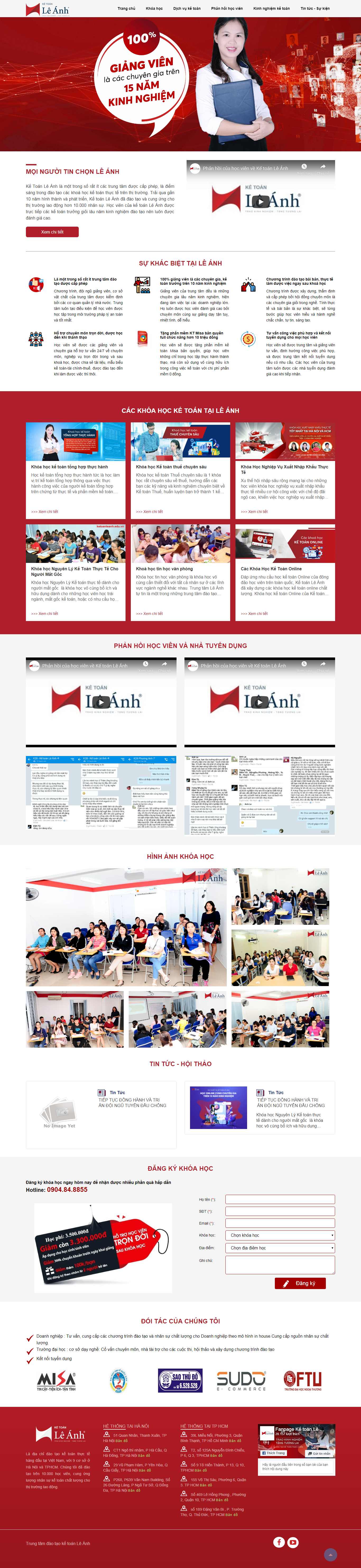Thiết kế web đào tạo kế toán - ketoanleanh.edu.vn