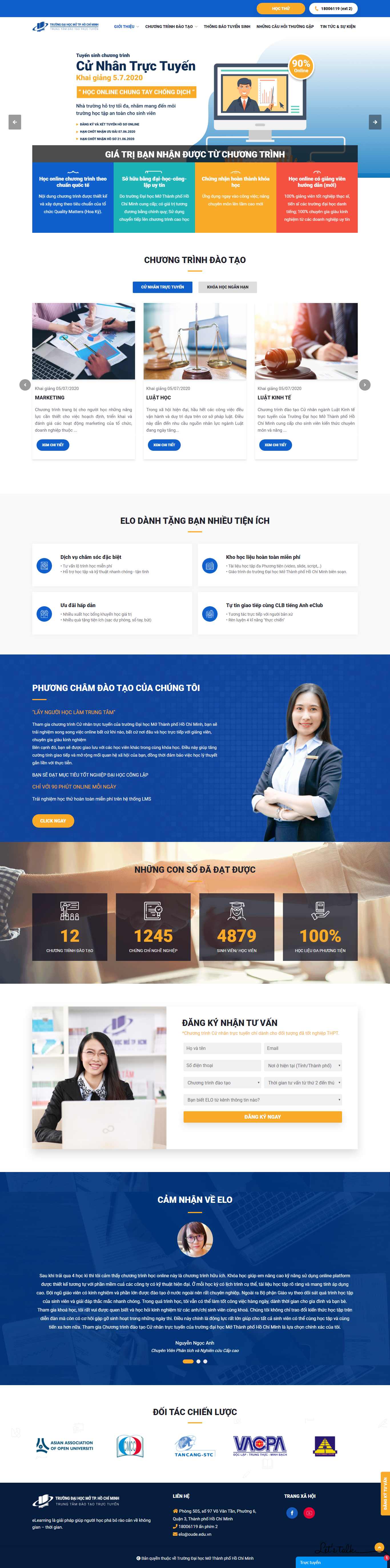 Thiết kế web đào tạo kế toán - tuyensinh.elo.edu.vn