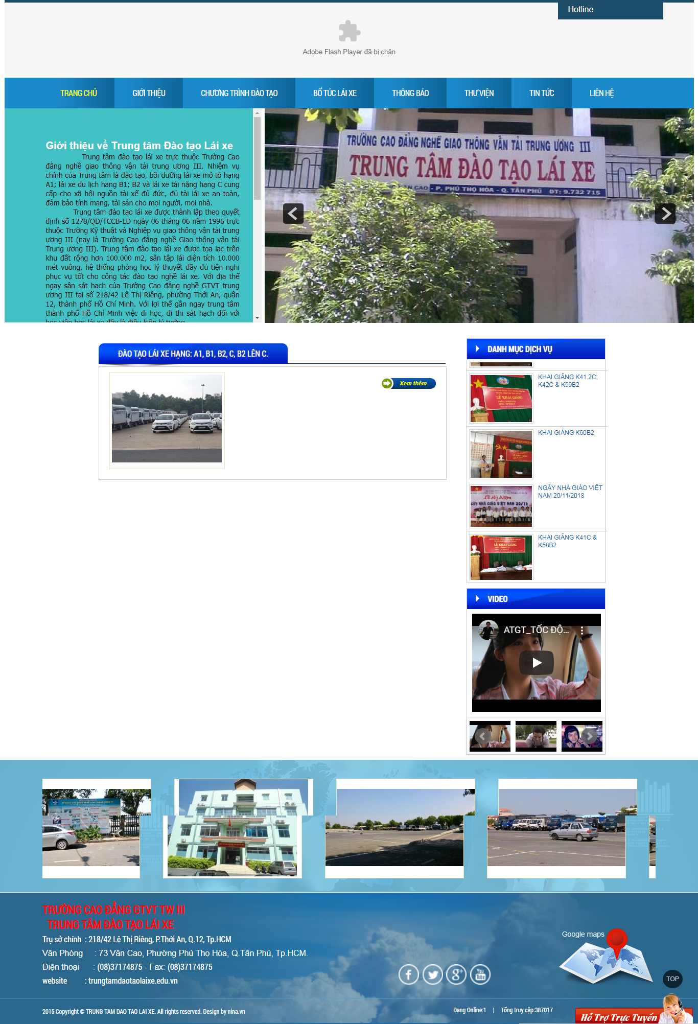 Thiết kế web đào tạo lái xe - trungtamdaotaolaixe.edu.vn