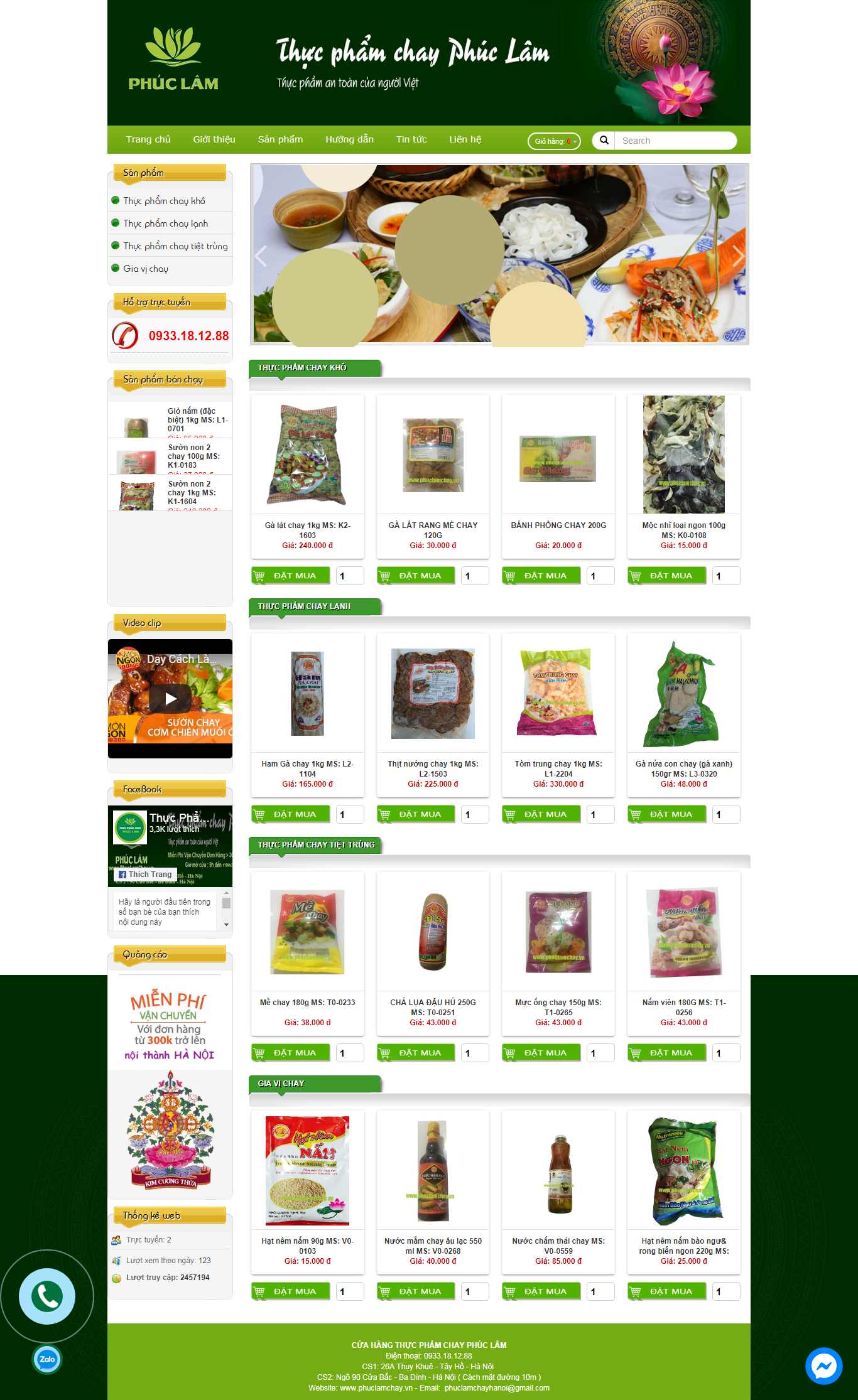 Thiết kế web đồ ăn chay - phuclamchay.vn