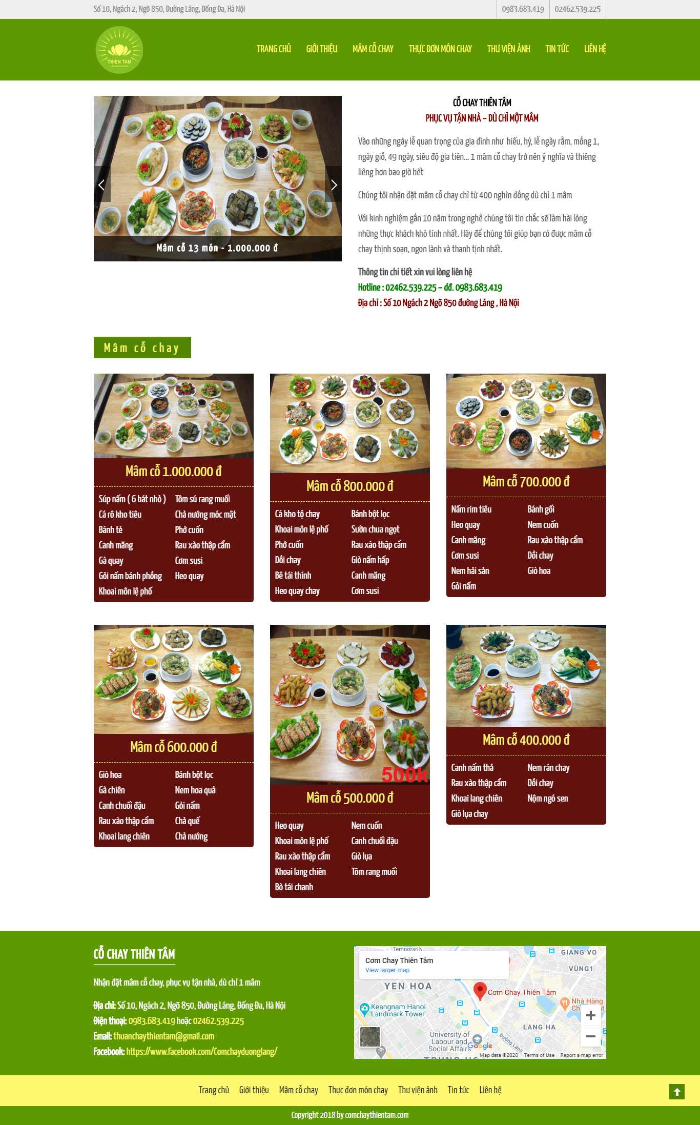 Thiết kế web đồ ăn chay - comchaythientam.com