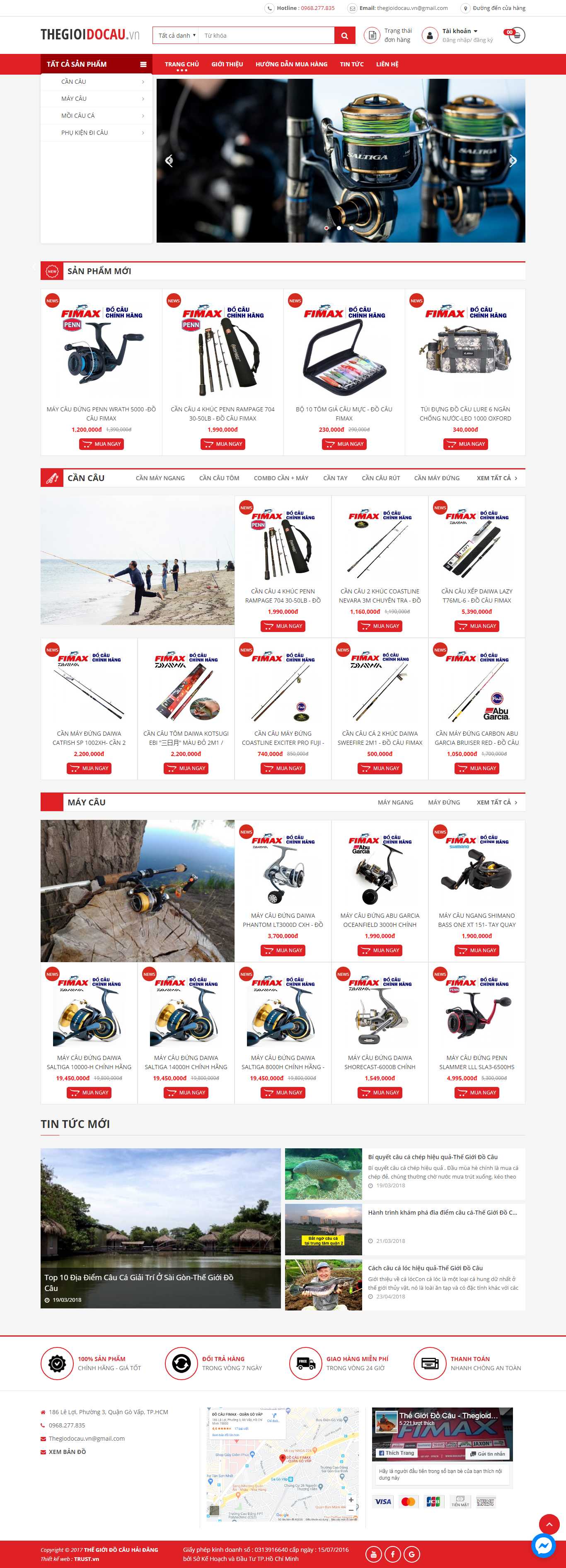 Thiết kế web đồ câu cá - thegioidocau.vn
