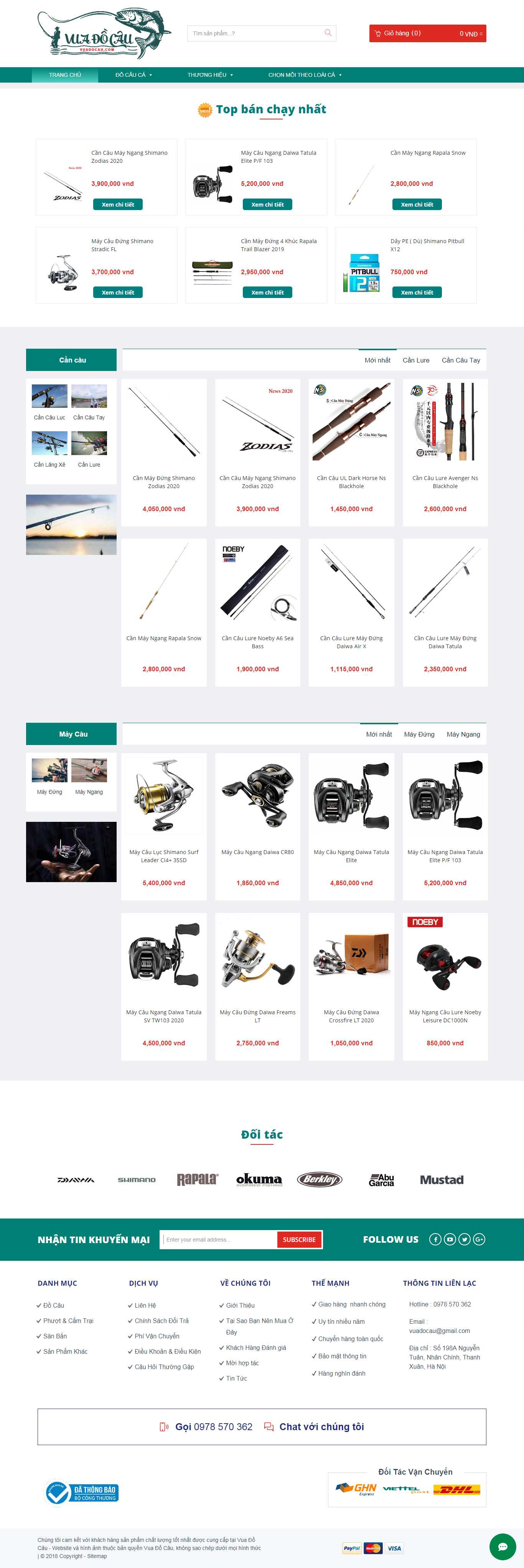 Thiết kế web đồ câu cá - vuadocau.com