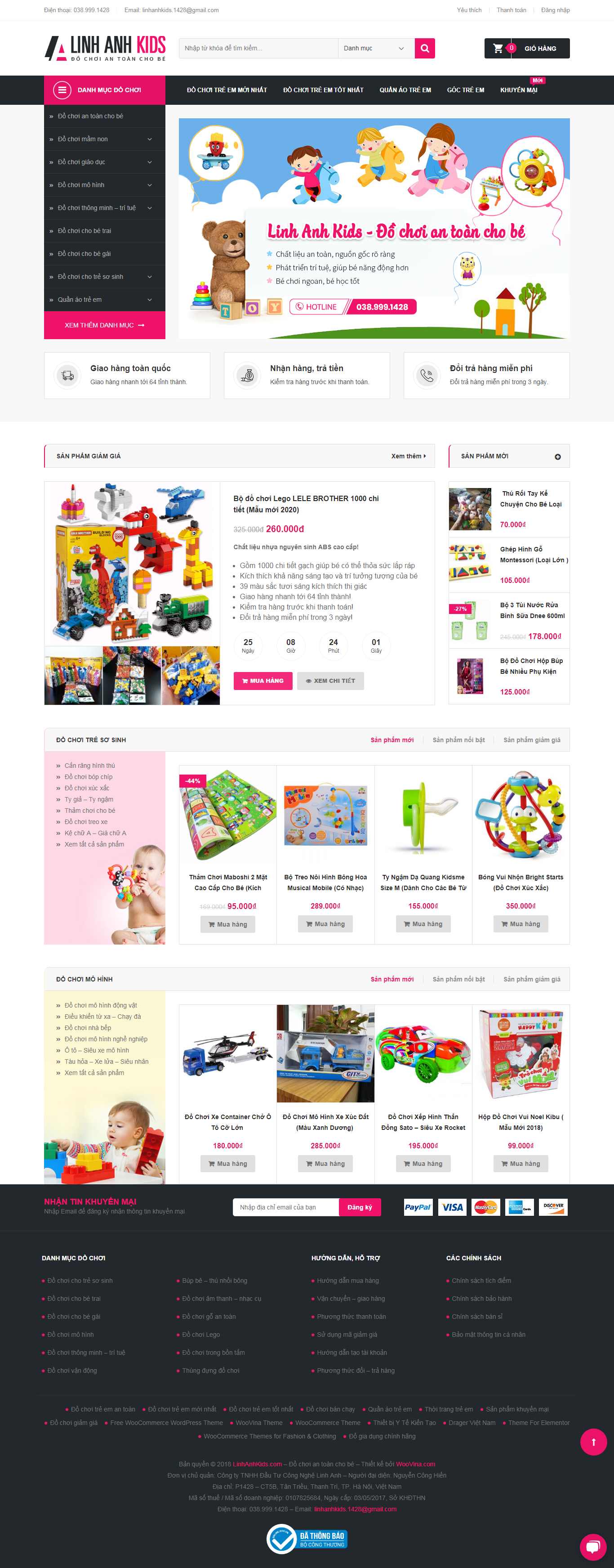 Thiết kế web đồ chơi trẻ em - linhanhkids.com