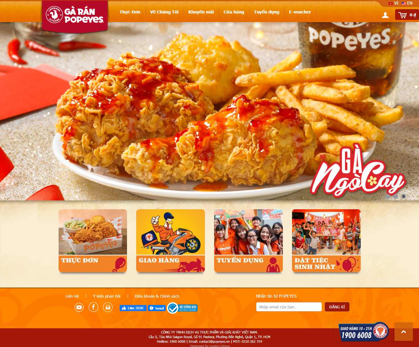 Thiết kế web đồ ăn vặt - popeyes.vn