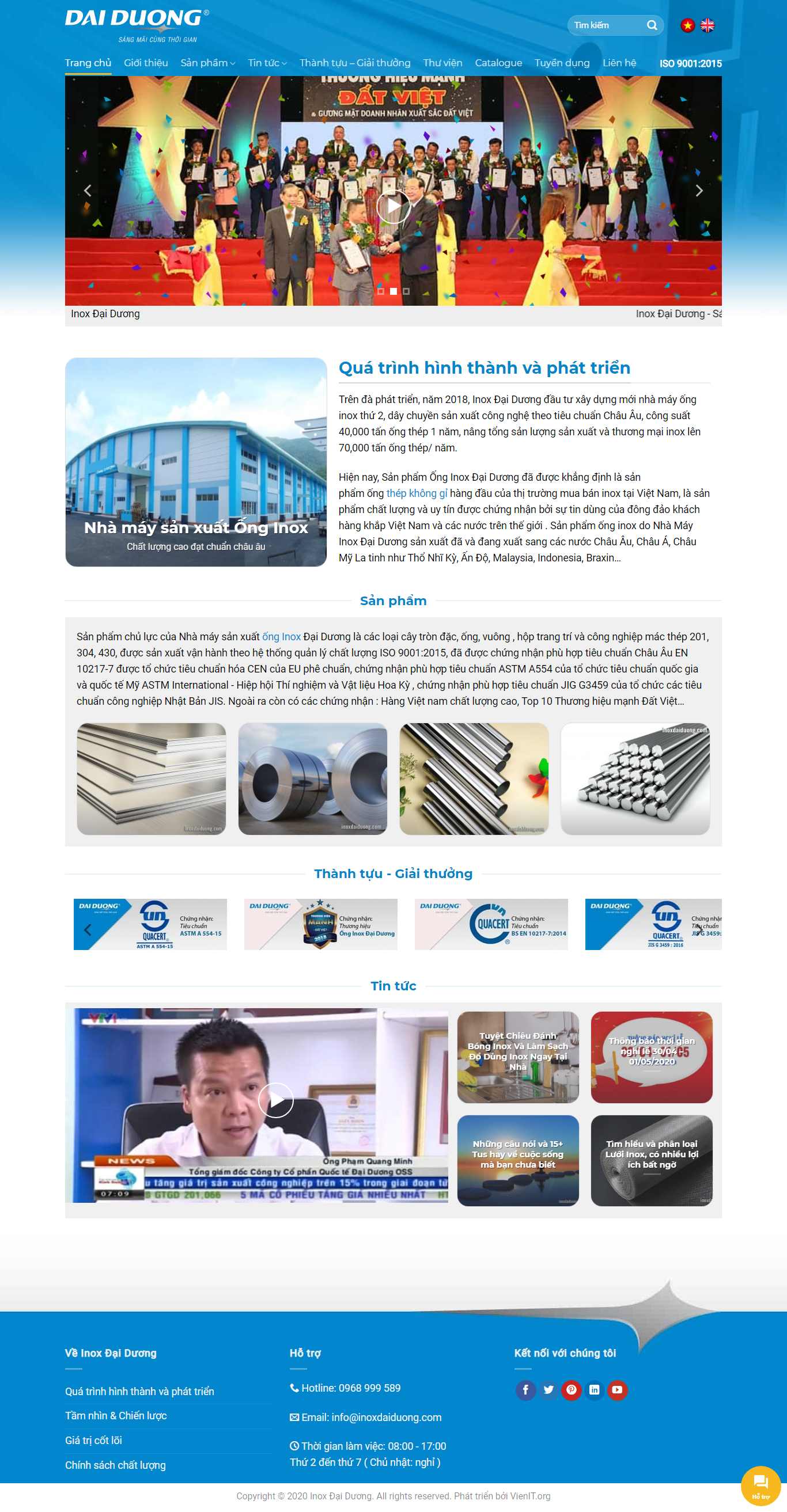 Thiết kế web đồ dùng inox - inoxdaiduong.com