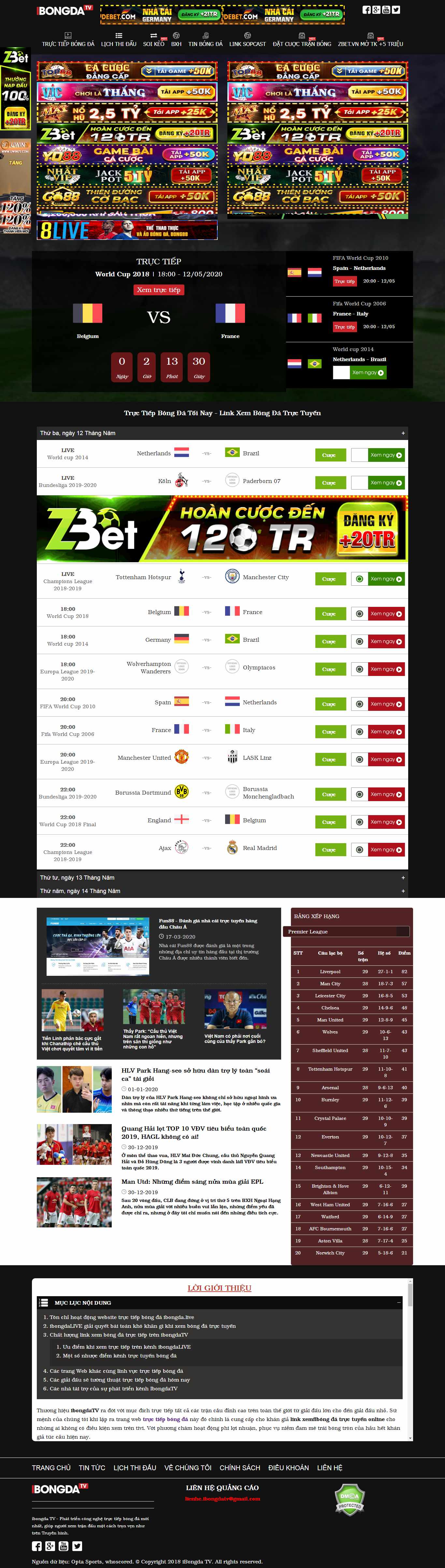 Thiết kế web bóng đa - ibongda.live