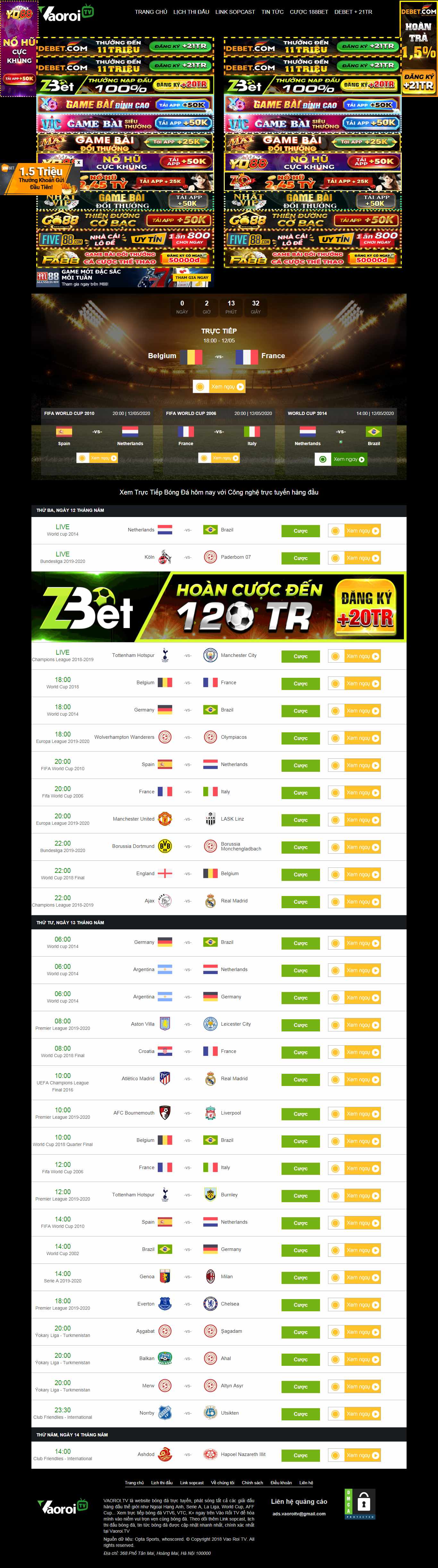 Thiết kế web bóng đa - vaoroi.tv