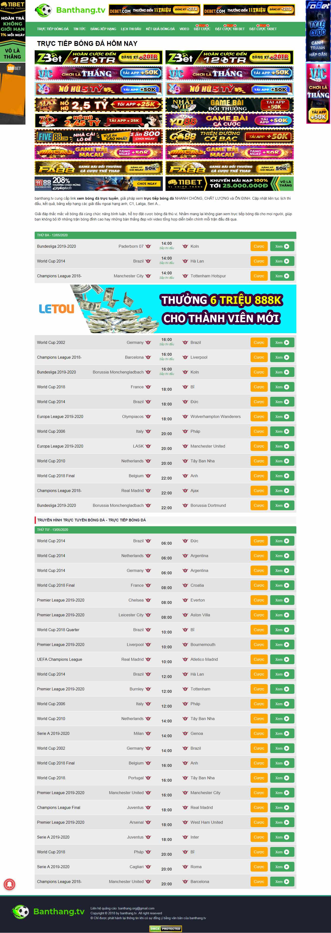 Thiết kế web bóng đa - banthang.tv