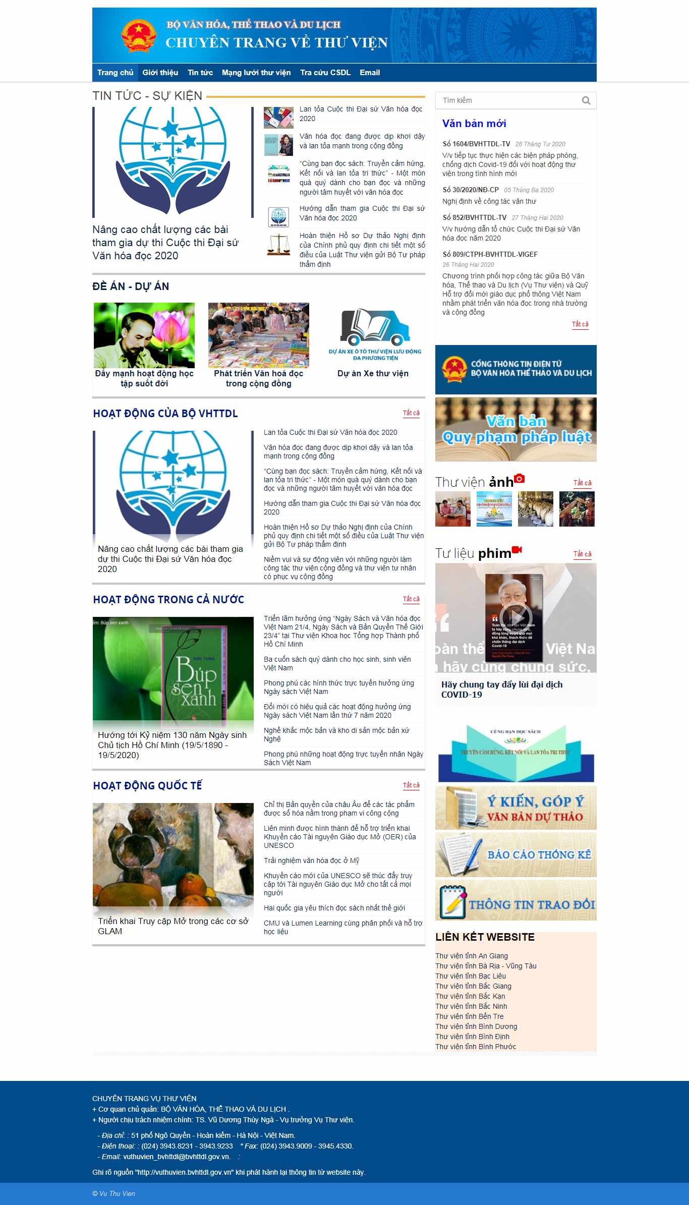 Thiết kế web thư viện - vuthuvien.bvhttdl.gov.vn