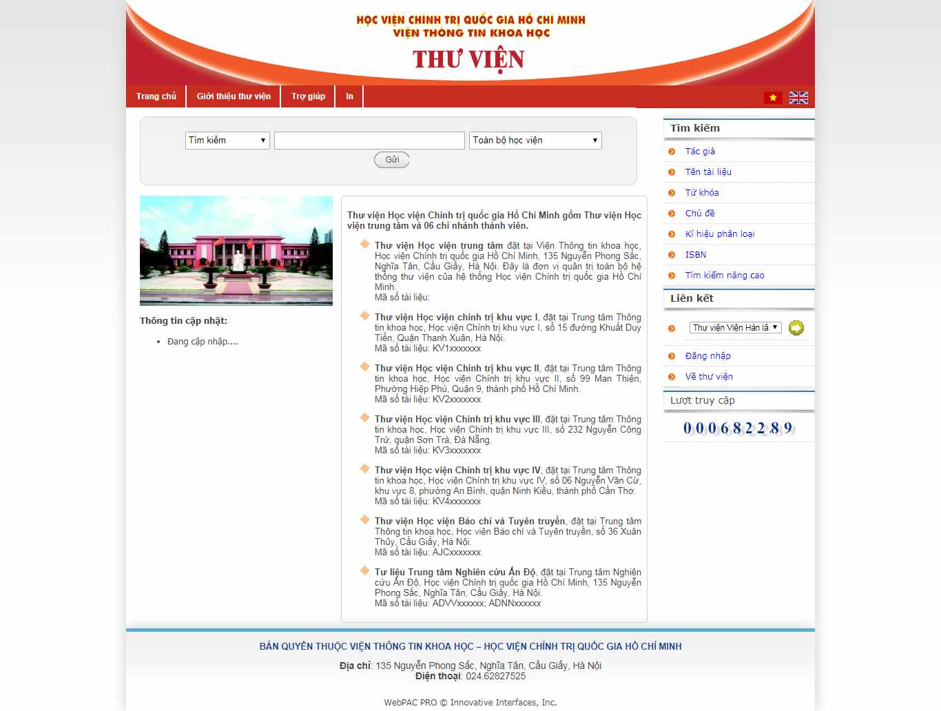 Thiết kế web thư viện - www.vienthongtinkhoahoc.org.vn