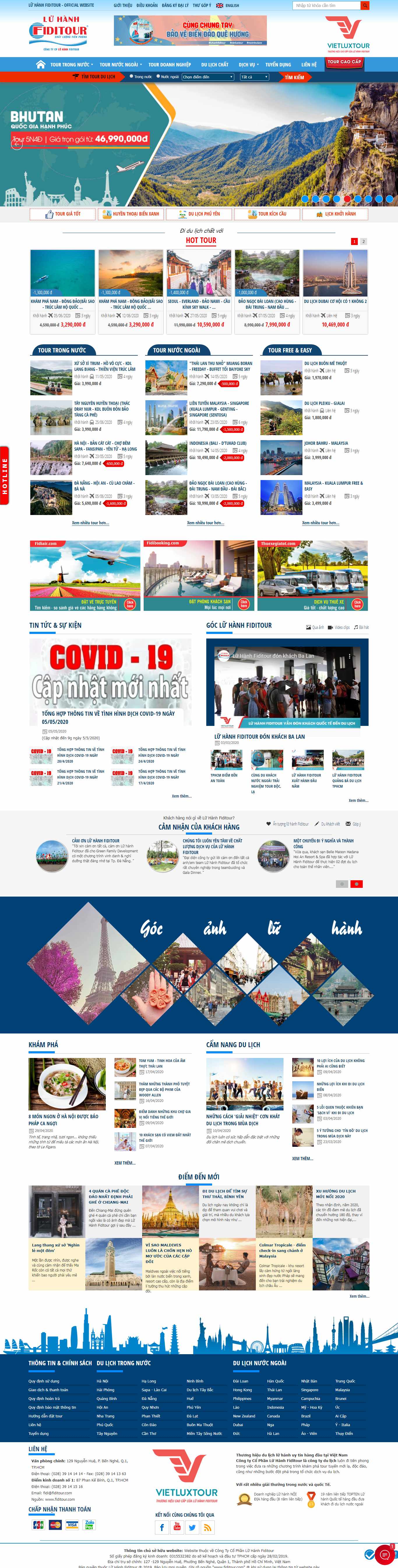 Thiết kế Web Công ty du lịch - www.fiditour.com