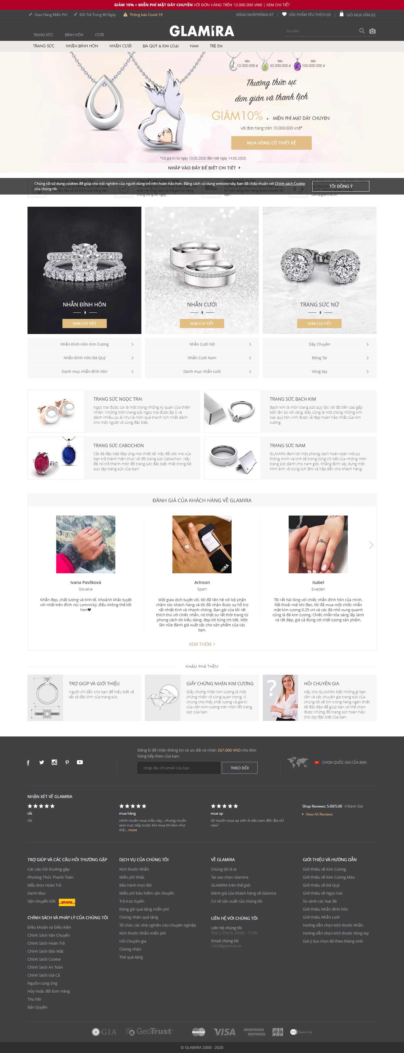 Thiết kế web giá vàng - www.glamira.vn