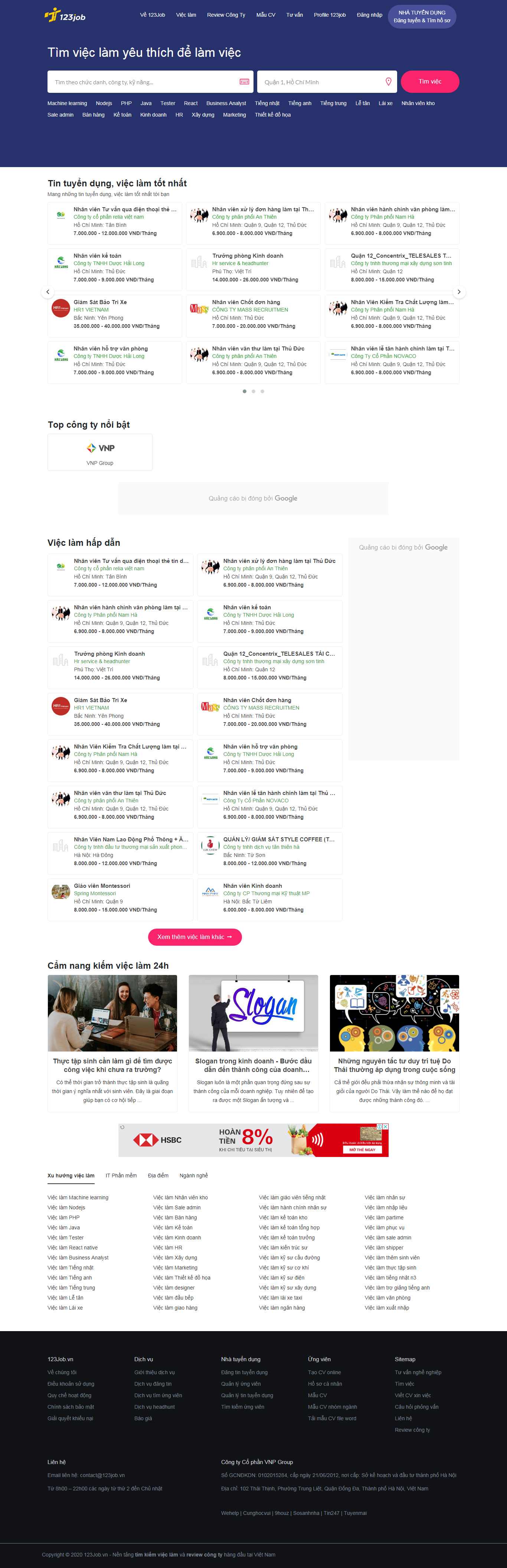 Thiết kế web lao động - 123job.vn